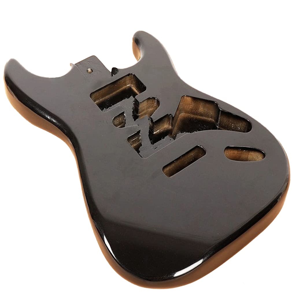 Fender Strat Electric Guitar Body - DIY Poplar Wood HSH Replacement Body with Black Glossy Finish | Perfect for Guitar Upgrades, Custom Builds & Repair Projects