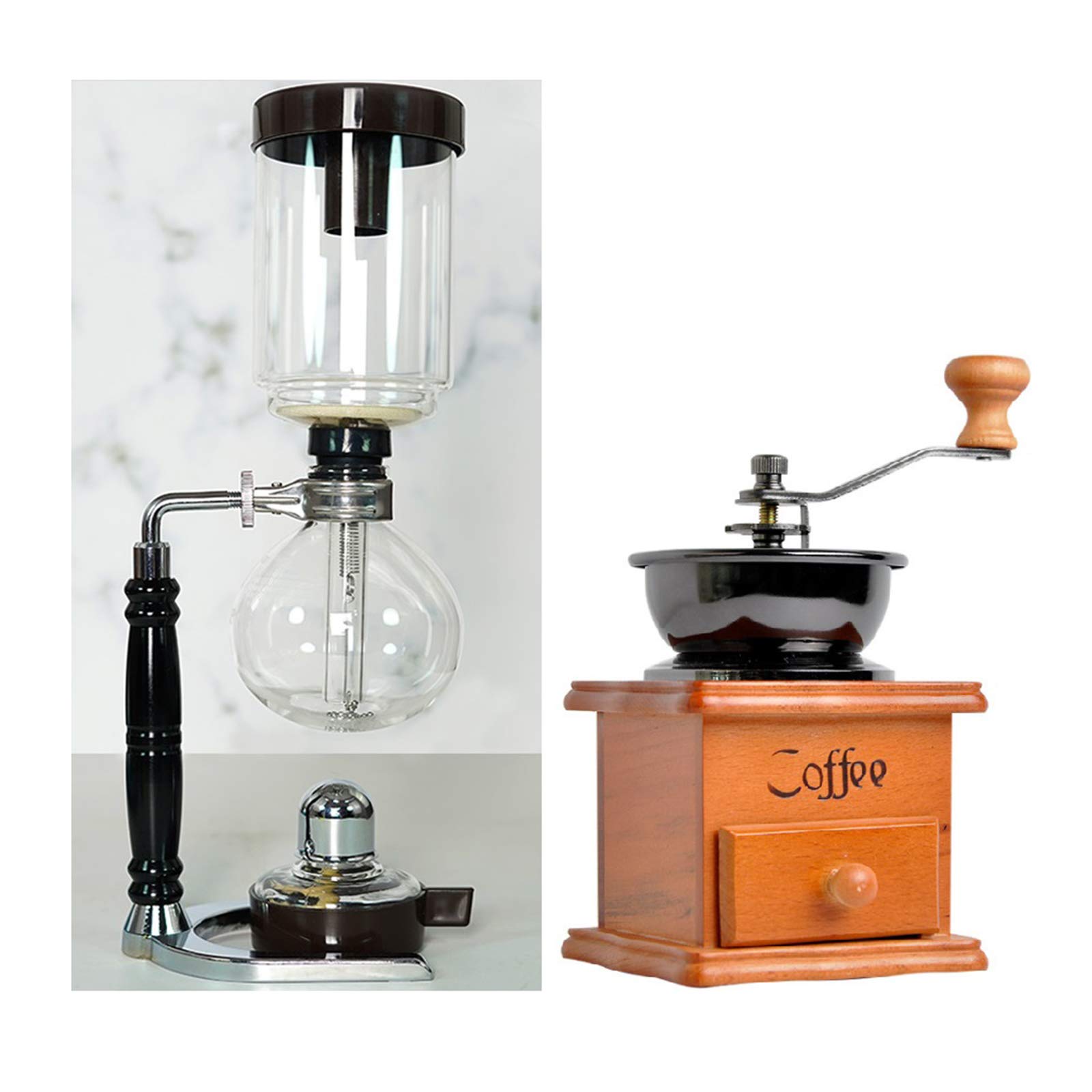 Vacuum Siphon Coffee Maker - 5 Cup Glass Brewer for Home & Cafe Use