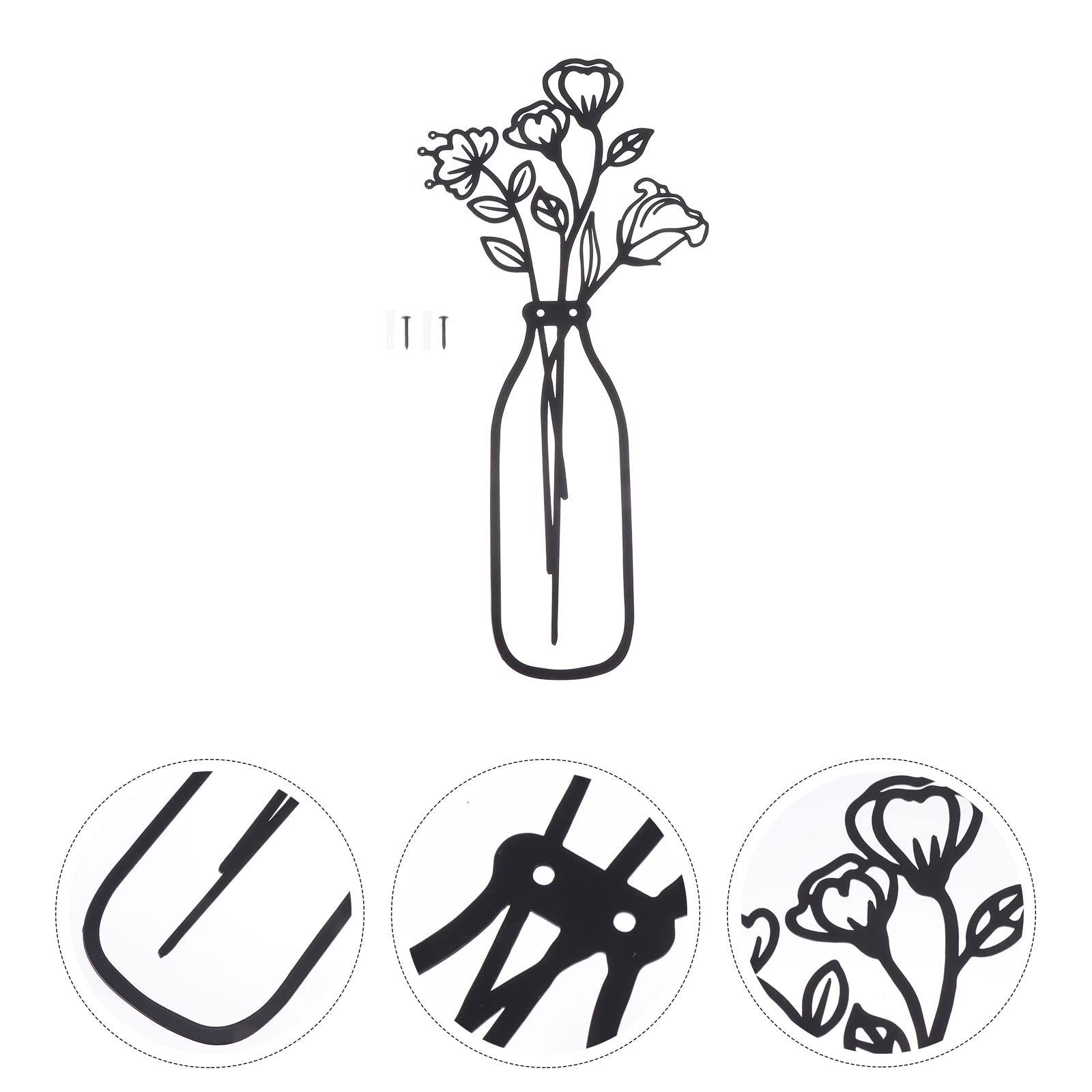 BESPORTBLE Iron Wall Hanging Vase Pendant - Indoor Outdoor Decor for Living Room, Bedroom, Garden & Patio - Rustic Wall Art Hanging Ornament for Home and Yard Decoration