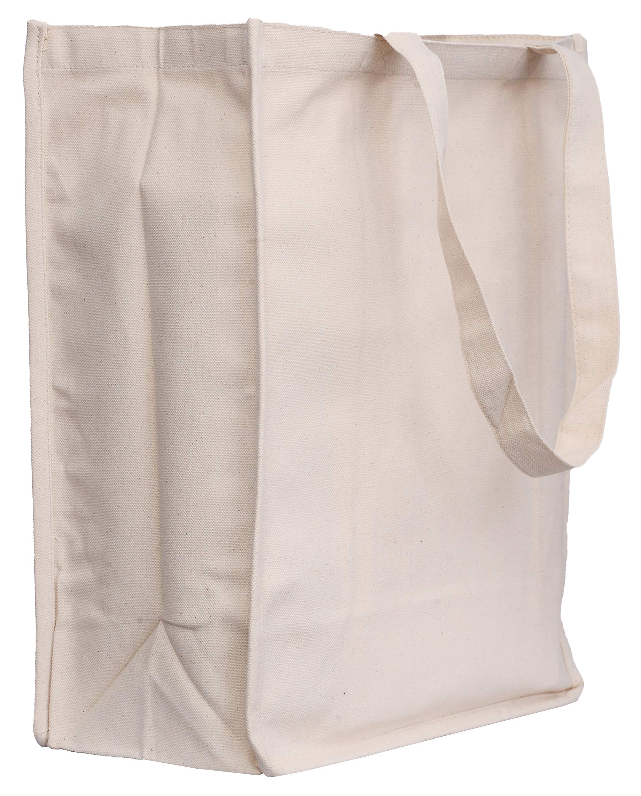 6 Pack Blank Bulk Canvas Tote Bags - Natural Reusable Cotton Fabric Plain Shopping Bags for DIY, Heat Press, Printing, Custom Decorating - Perfect for Groceries, Beach, Picnics & Promotional Events