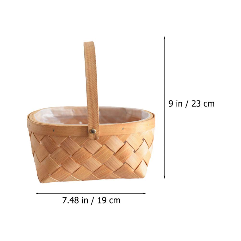 Bestoyard Natural Rattan Wicker Easter Basket with Handles - Wooden Storage Organizer for Home Decor, Easter Egg Hunt, Fall Harvest, Picnic, Wedding, Gardening & Rustic Party Decorations