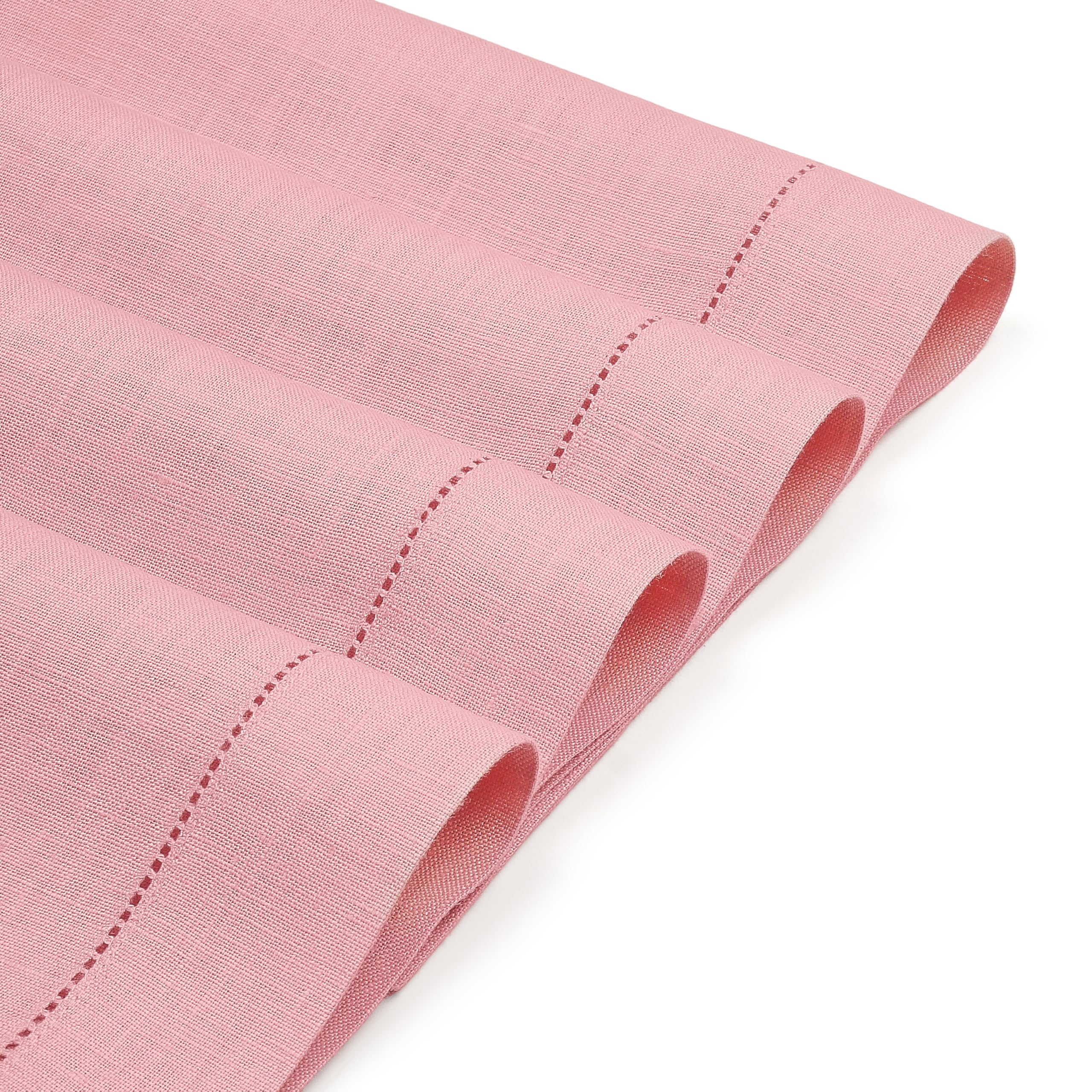D'Moksha Homes 100% Pure Linen Placemats Set of 4 - 14x19 Inch Dusty Pink Table Mats with Classic Hemstitch, Washable & Durable - Perfect for Easter, Spring Dining, Wedding Decor, and Everyday Table Setting