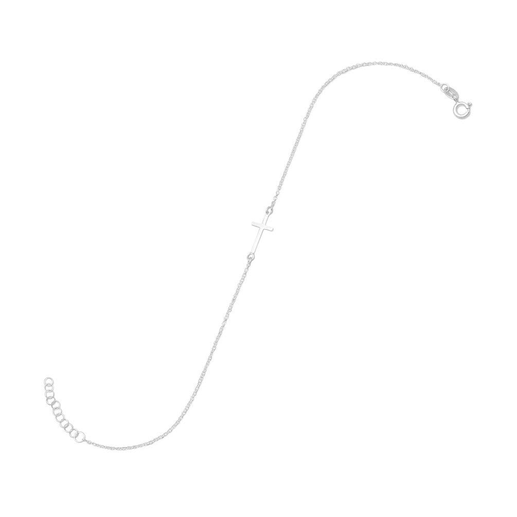 925 Sterling Silver Women's Cross Anklet - 11