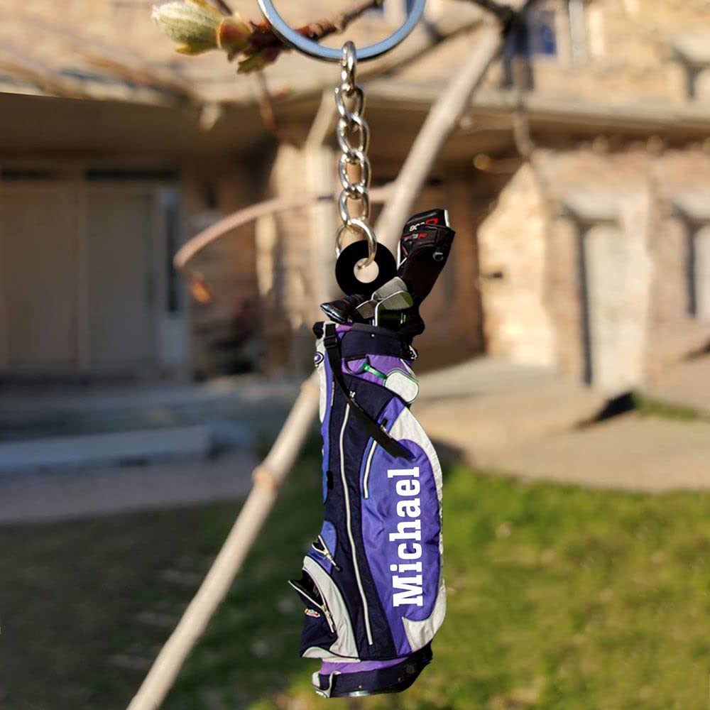 Custom Golf Keychain Personalized Flat Shape Engraved Gift for Men - Bulk Golf Keychains for Golfers, Team & Tournament Prizes - Ideal for Father's Day, Birthday & Retirement Gifts
