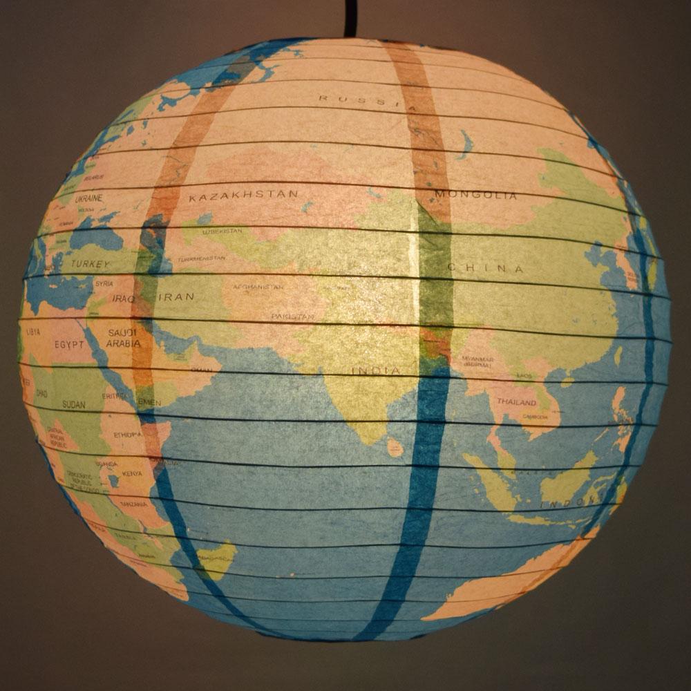 12 Pack 14 Inch World Map Globe Paper Lanterns for Party Decorations, Classroom Geography Learning & Home Decoration
