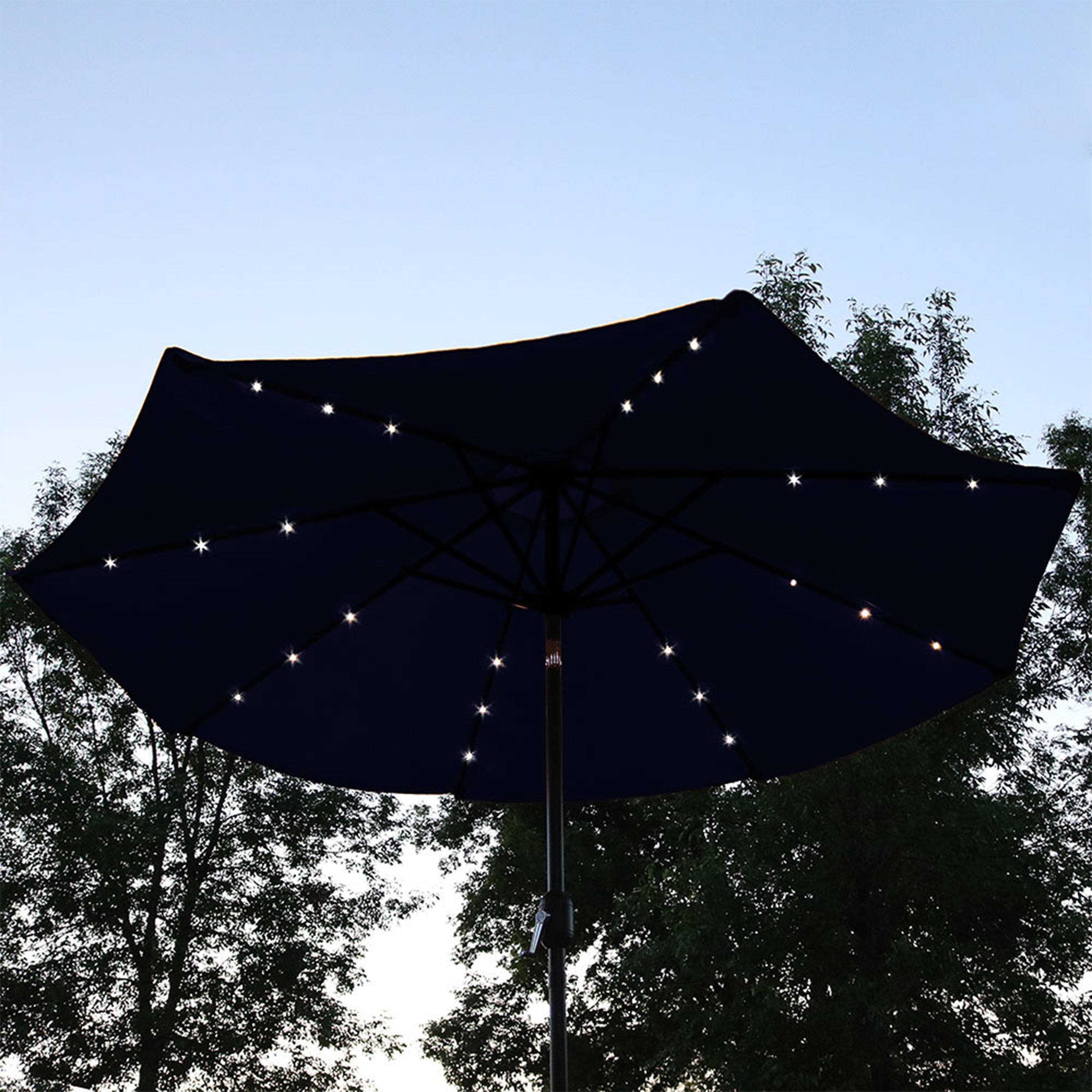 Sunnydaze 9-Foot Solar LED Outdoor Patio Umbrella with Tilt & Crank - Perfect for Poolside, Backyard, and Garden Relaxation