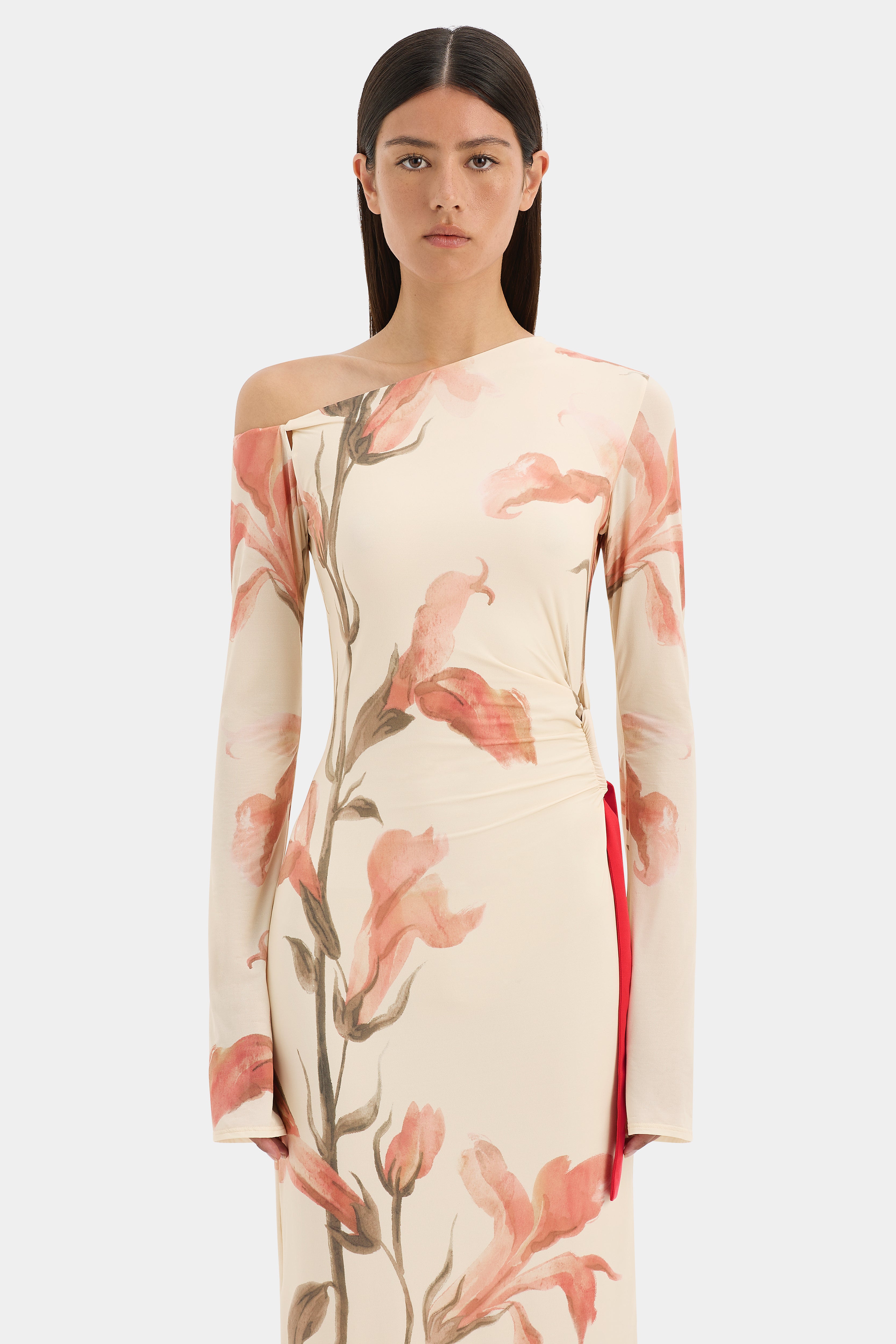Hana Tie Maxi Dress - Flowy Summer Beach Dress for Women, Boho Floral Print Long Dress with Side Slit - Perfect for Vacations, Weddings & Outdoor Events