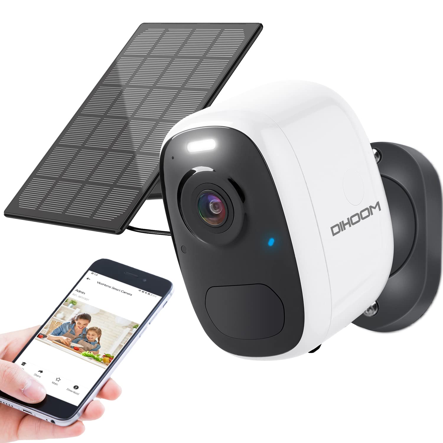 2K Solar Security Camera Wireless Outdoor WiFi - 4MP Battery Powered IP Camera with Spotlight, Human Motion Detection & 2-Way Audio | Home Security Surveillance with Siren Alarm for Yard, Garage & Front Door Protection