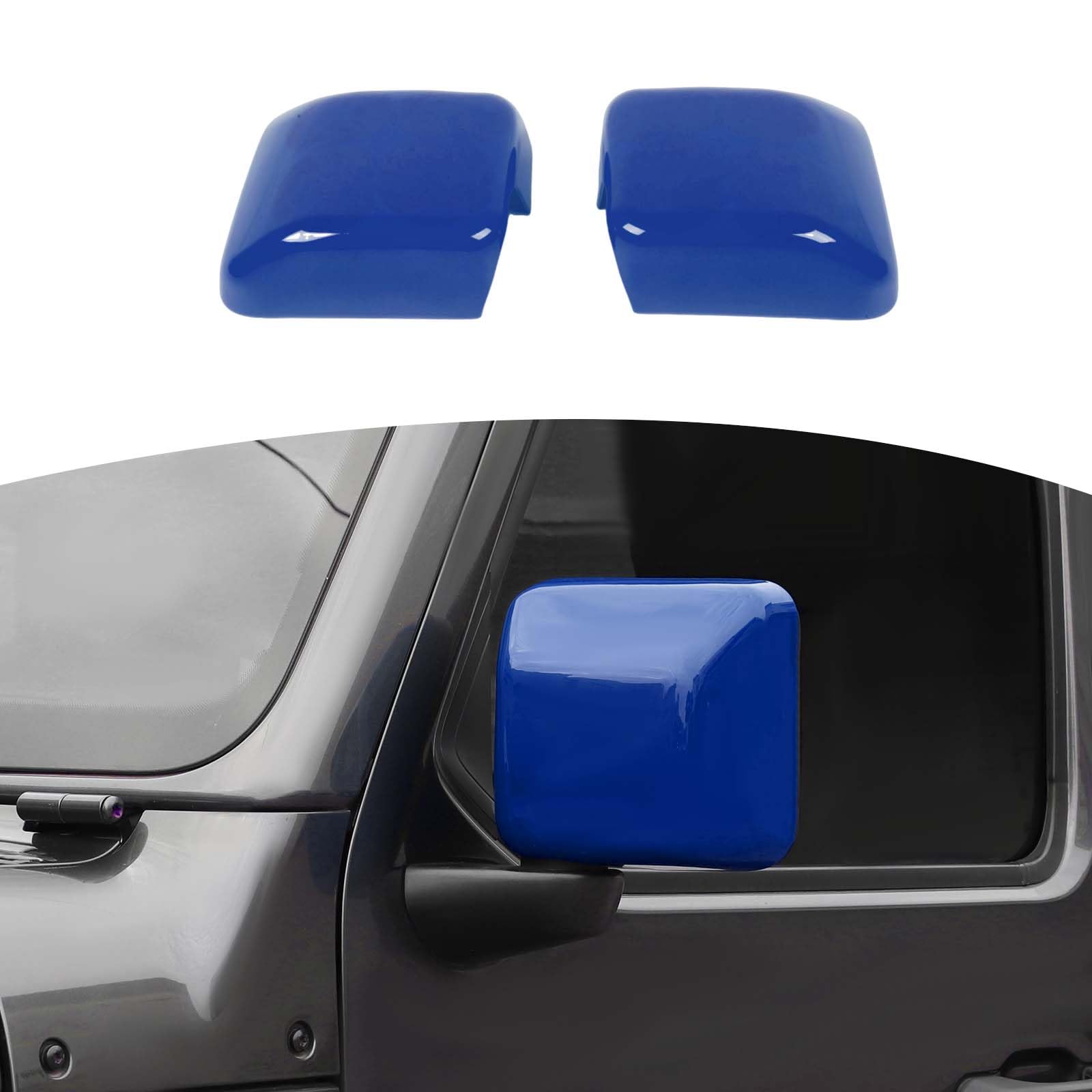 Jeep Wrangler JL JLU & Gladiator JT Side Mirror Cover Trim (2018-2024) - Blue Exterior Accessories 2pcs - Durable ABS Plastic for Off-Road Protection & Style Upgrade