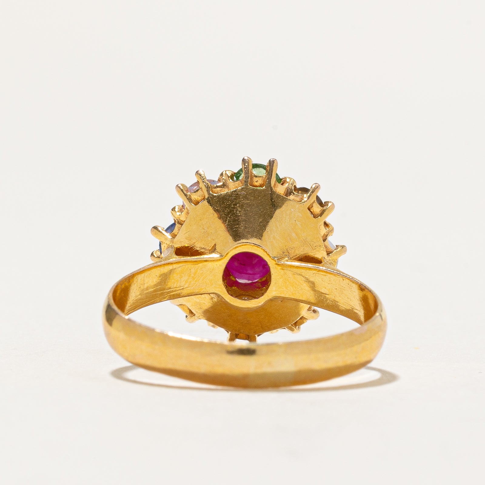 Multi Stone Navratna 9 Stone Chakra Ring | 1.55ctw Genuine Gemstones | Size 8.5 | Spiritual Healing Jewelry for Meditation & Positive Energy
