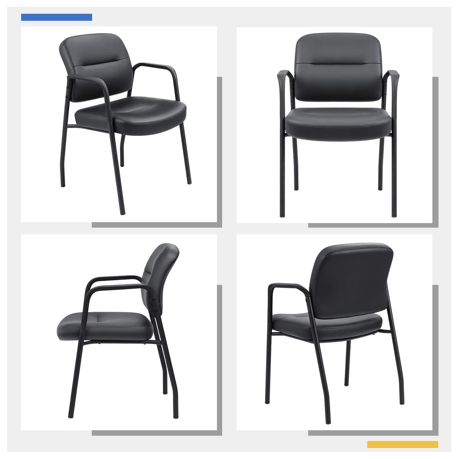 JUMMICO 2-Pack PU Leather Office Guest Chairs - Reception & Lobby Seating with Armrests, Executive Waiting Room Chairs for Business, Hotel, Clinic & Conference Room Use