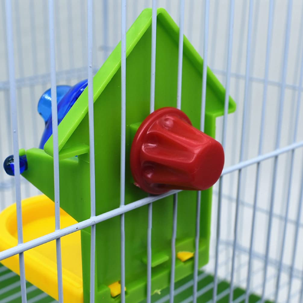 Premium Plastic Parrot Food Feeder & Dispenser - Adjustable Bird Food Bowl for Parakeets, Conures, Cockatiels | Interactive Training Toy for Bird Intelligence | Cage Mountable Feeding Cup (Random Color) - Perfect for Aviary, Home Cage & Training Sessions