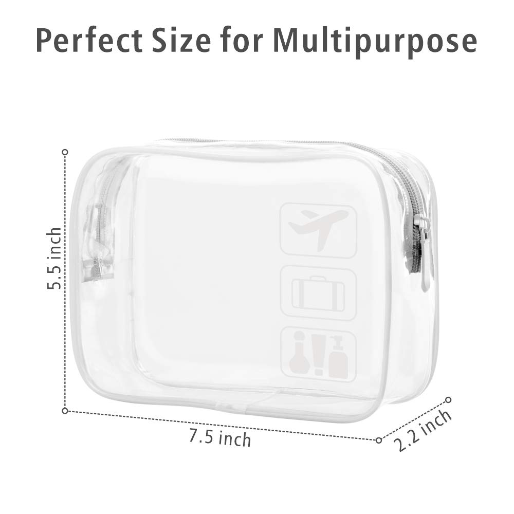 PACKISM Clear Makeup Bags for Women - 2 Pack TSA Approved Quart Size Toiletry & Cosmetic Travel Bags | Waterproof Transparent Organizer for Airport Security, Gym, Vacation & Daily Essentials Storage