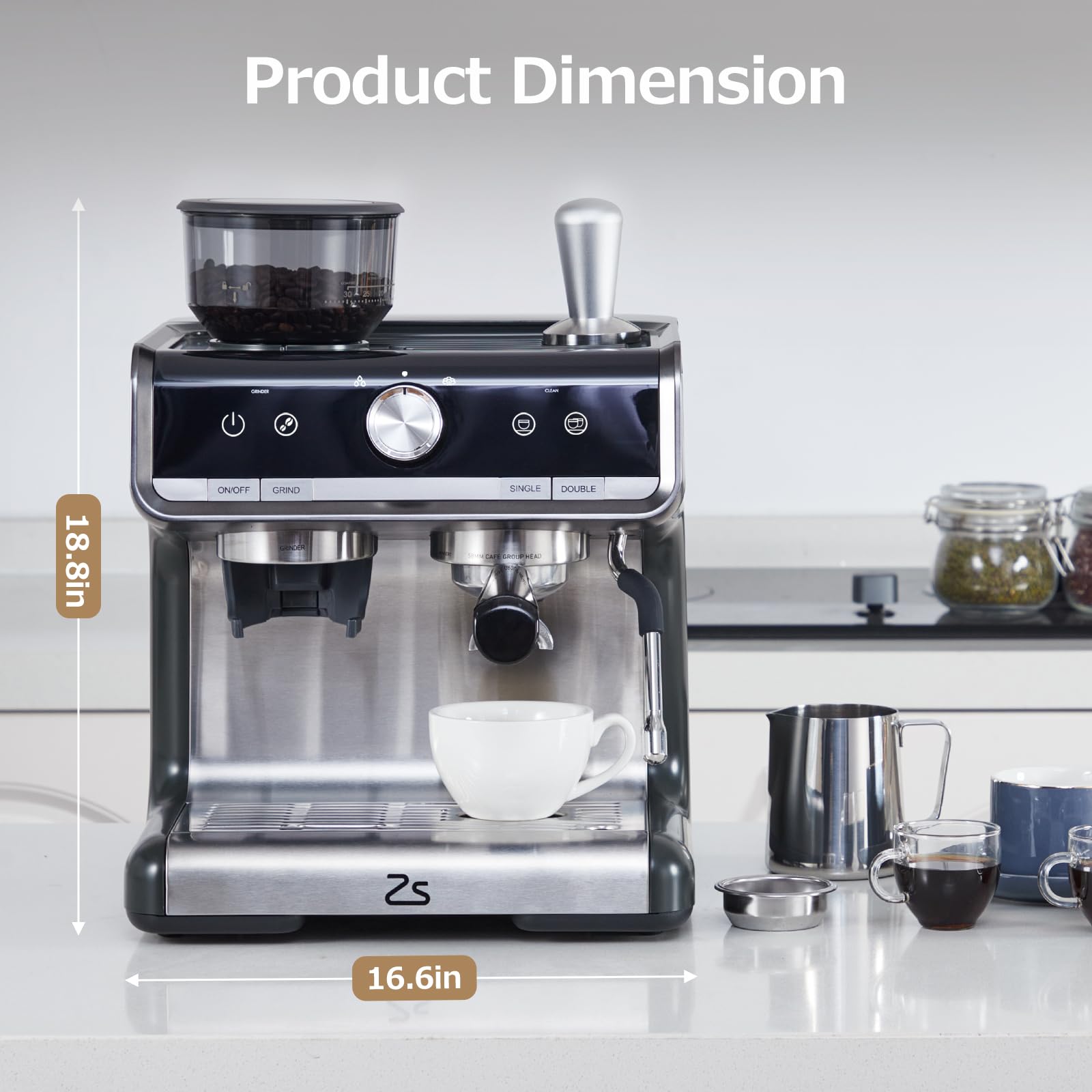 20 Bar Semi-Automatic Espresso Machine with Built-in Grinder & Milk Frother - Professional Home Coffee Maker for Macchiatos, Cappuccinos & Lattes - Perfect Gift for Coffee Lovers & Parents - Ideal for Home Cafes, Office Use & Holiday Gifting