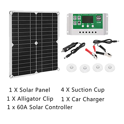 200W Solar Panel Kit with 60A Charge Controller - 12V Battery Charger for Off-Grid Power, RV, Boat, Caravan & Camping | Portable Solar Energy System for Outdoor Adventures & Emergency Backup