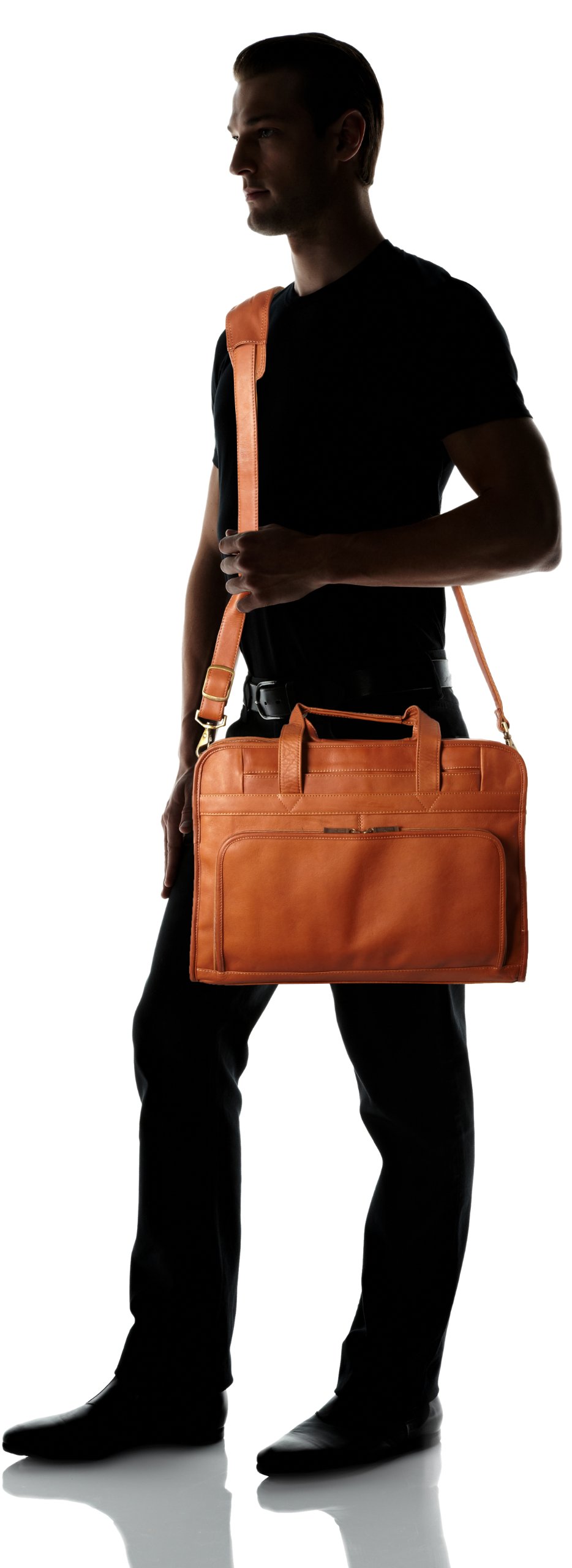 Claire Chase Professional Laptop Briefcase for Business - Durable Saddle Brown Leather Computer Bag for Men & Women - Perfect for Office, Travel & Work Commute