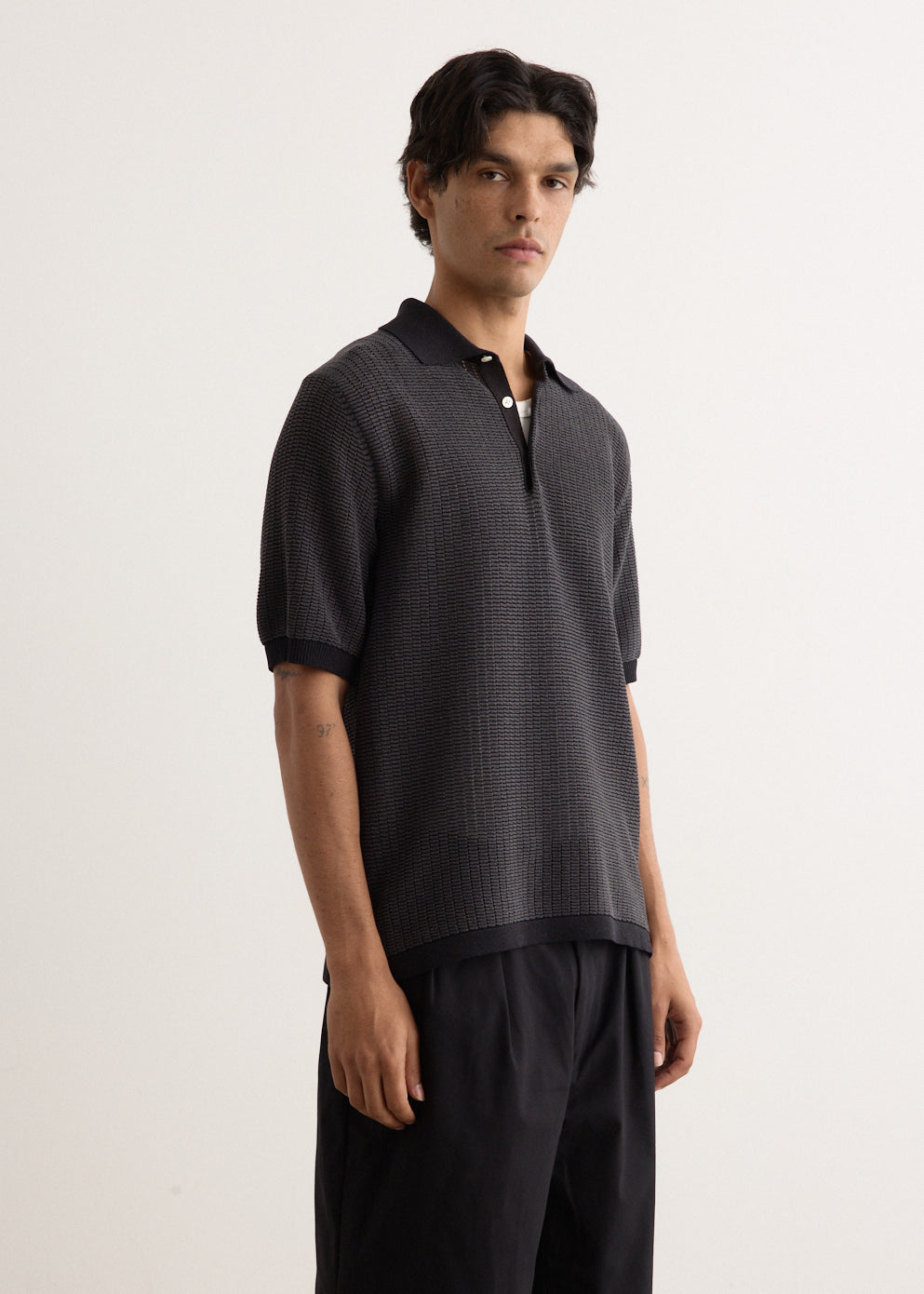 Premium Washi 2-Tone Knit Polo Shirt for Men - Breathable & Stylish Casual Wear for Office, Golf & Summer Outings