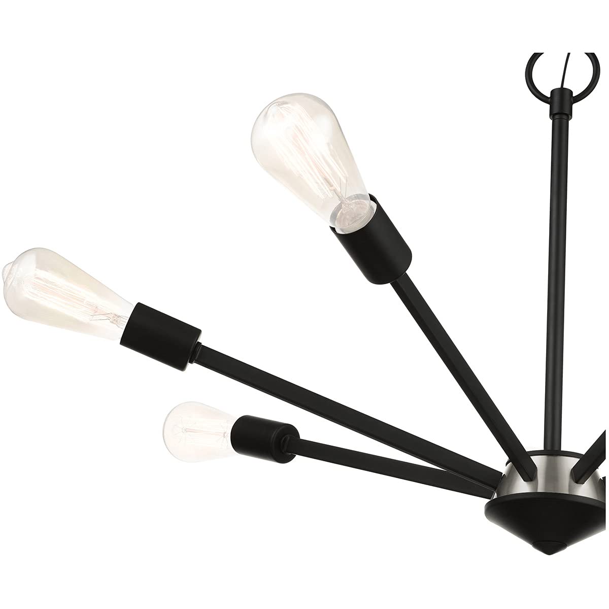 Livex Lighting 45837-04 7-Light Black Modern Chandelier - Elegant Ceiling Fixture for Dining Room, Bedroom, or Living Room Lighting