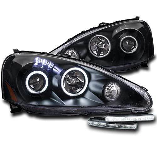 2005-2006 Acura RSX CCFL Halo LED Black Projector Headlights with 6