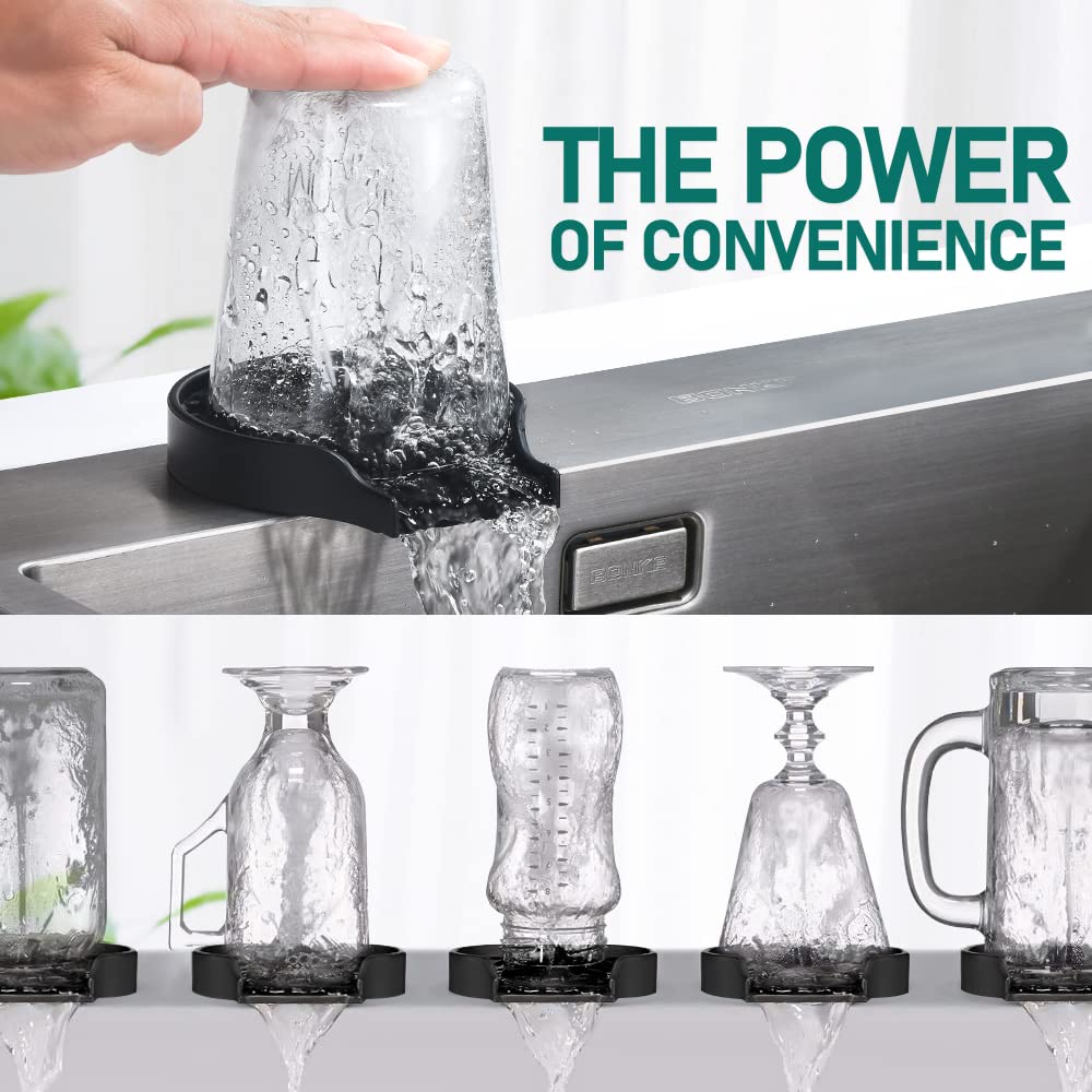 Matte Black Glass Rinser for Kitchen Sink - Baby Bottle & Cup Cleaner, Wet Bar Accessory | Perfect for Home Bars, Restaurants & Nursery Cleaning