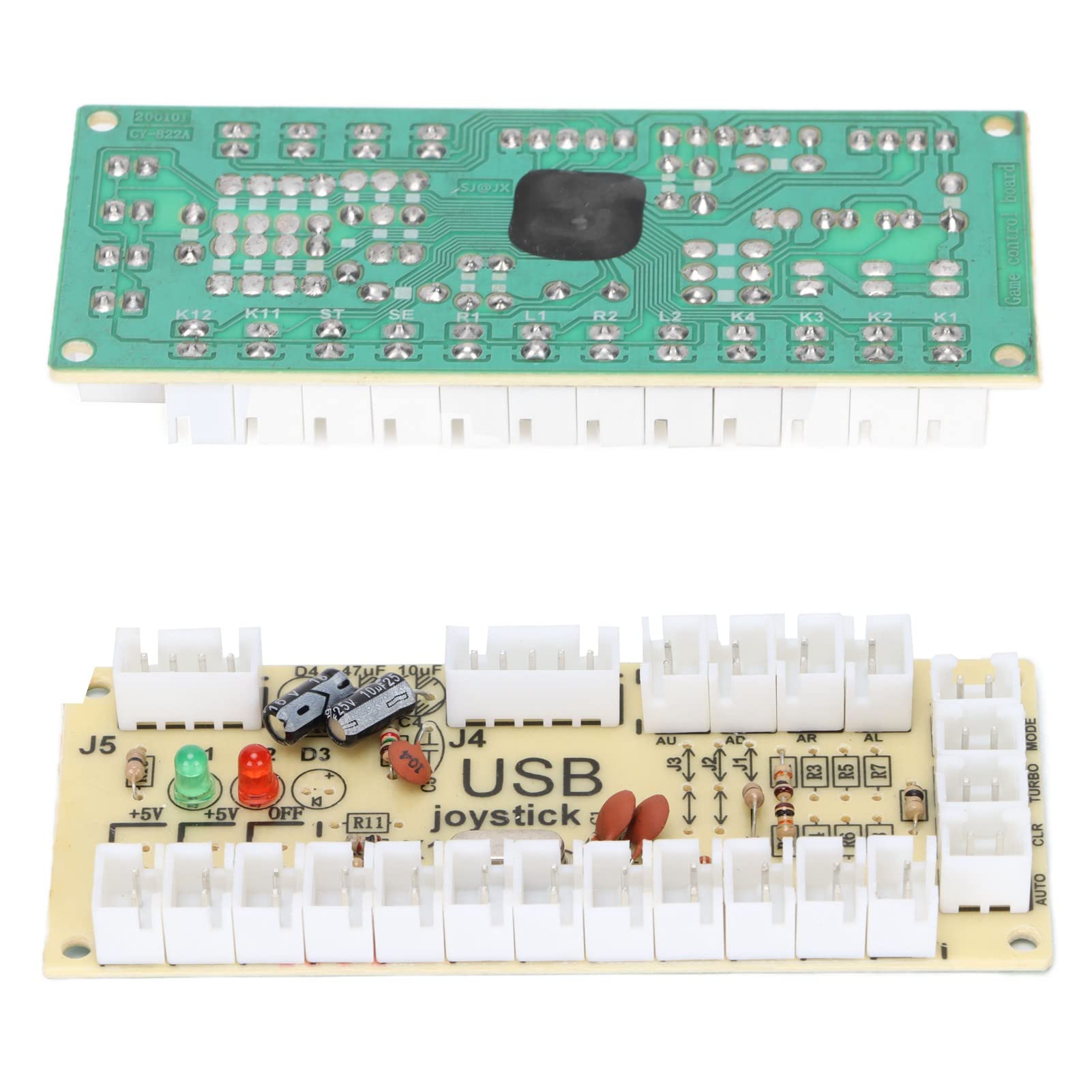 ASHATA Zero Delay USB PC Encoder - Game Controller Board with Button Wires & 5-Pin Joystick Cable for PC, MAME, Raspberry Pi & Retropie (QM070913 Dual) - Perfect for Arcade DIY Projects & Gaming Consoles