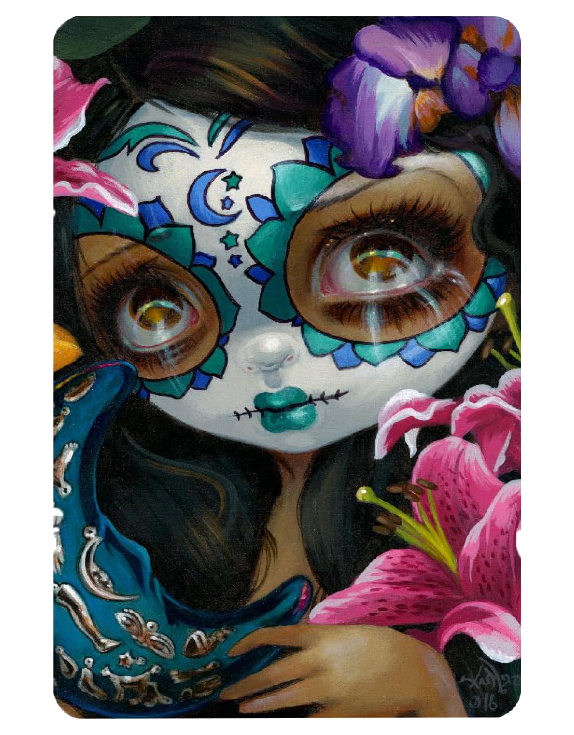 Arcane Vault - Jasmine Becket-Griffith Dia de Los Muertos Wooden Magnets Set | Laser-Cut Day of The Dead Decor | UV-Coated 2”x3” Fridge Magnets (1365-LM) - Perfect for Home, Office & Gift Giving