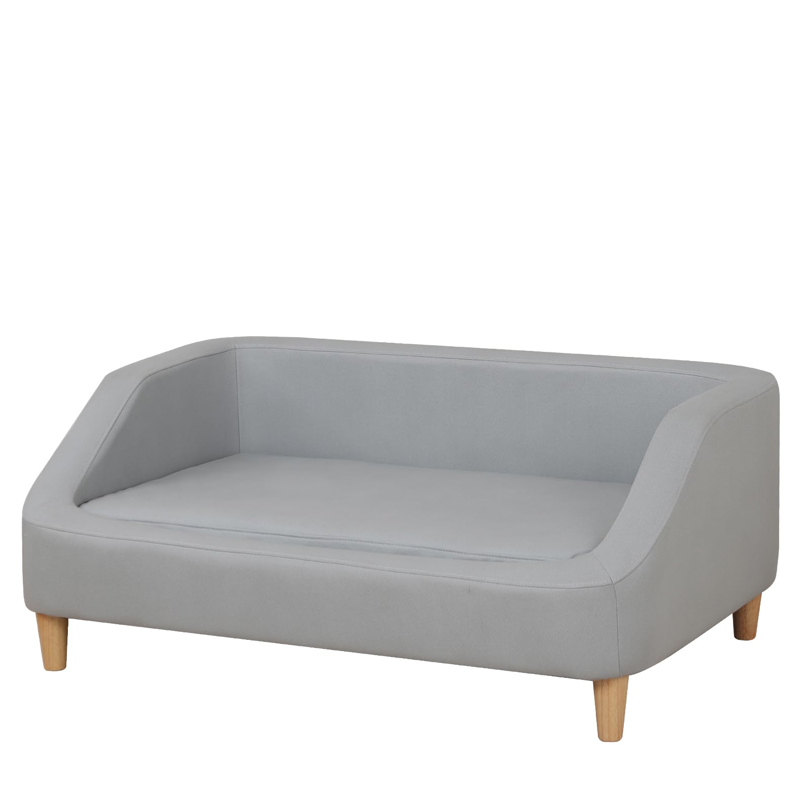 Premium Orthopedic Dog Bed with Removable Washable Cover - Elevated Pet Sofa Bed for Cats & Small Dogs - Comfortable Sleeping Couch with Wooden Legs (Grey) - Perfect for Living Rooms, Bedrooms & Pet Spaces