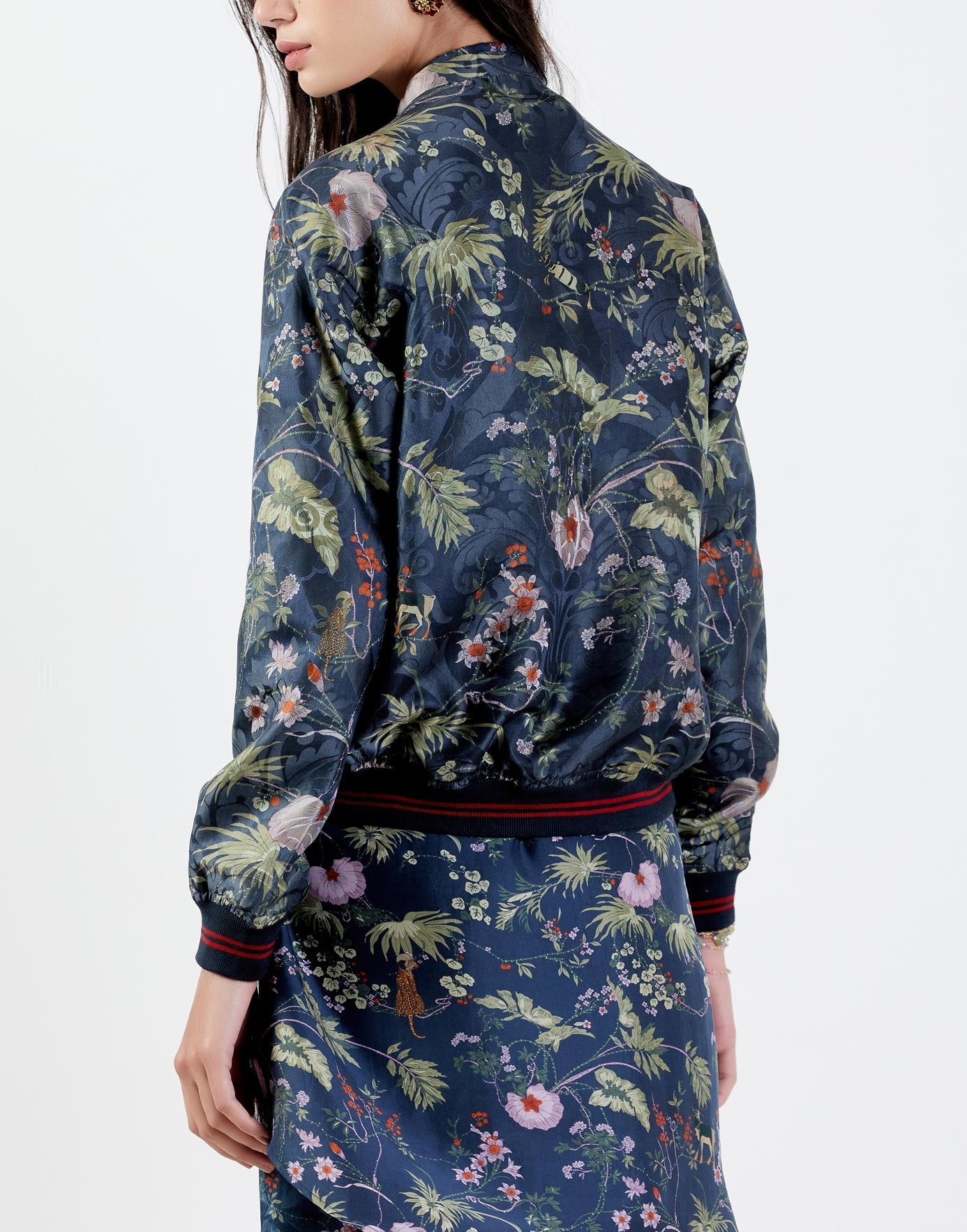 Janbaaz Bomber Jacket - Premium Silk Damask in Midnight Blue | Stylish Men's Outerwear for Casual & Night Out