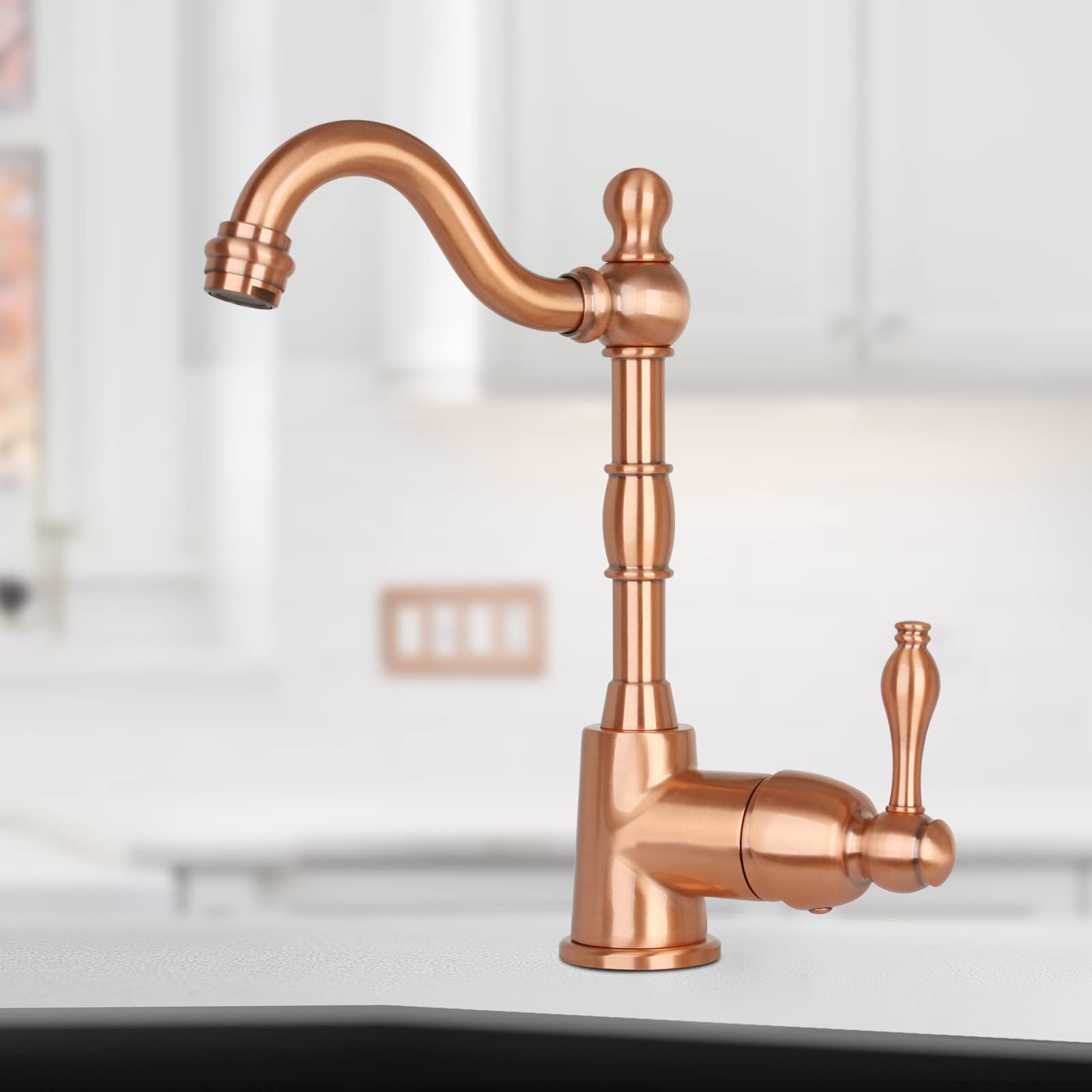 Akicon Copper One-Handle Widespread Kitchen Faucet - Elegant Bar Prep Sink Faucet for Modern Kitchens & Wet Bars - Perfect for Food Prep, Beverage Service & Home Brewing