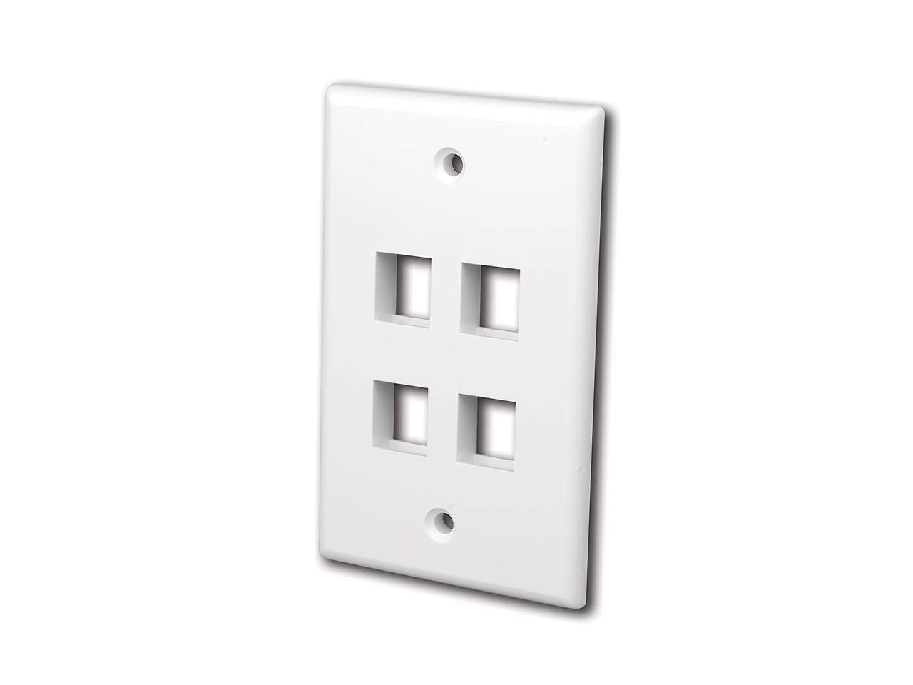 Vanco 820104 White Multi-Media Keystone Wall Plate - Ideal for Home Theater, Office & Networking Installations