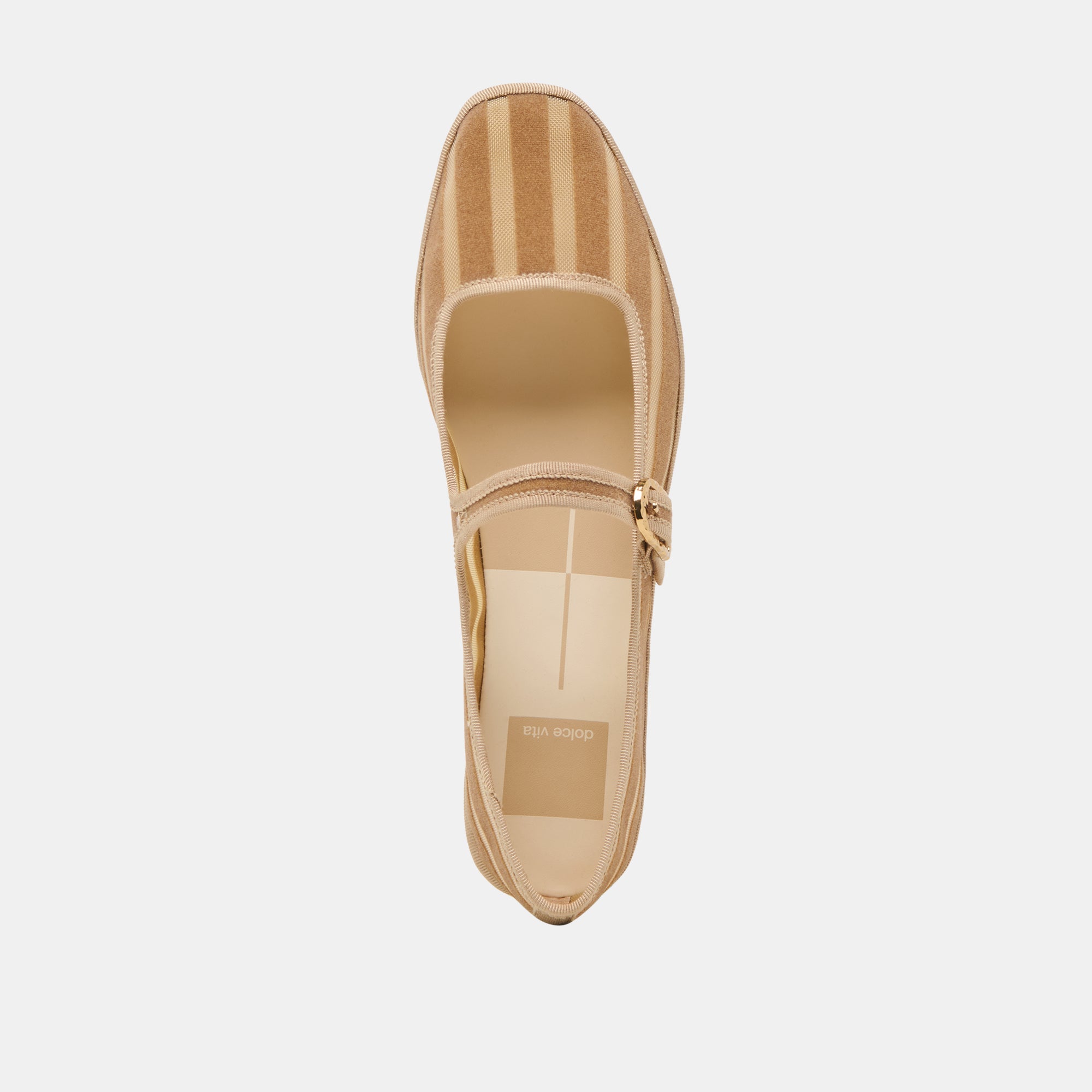 TAMEKA Women's Ballet Flats - Tan Stripe Mesh Comfortable Slip-On Shoes for Casual Wear, Work & Travel