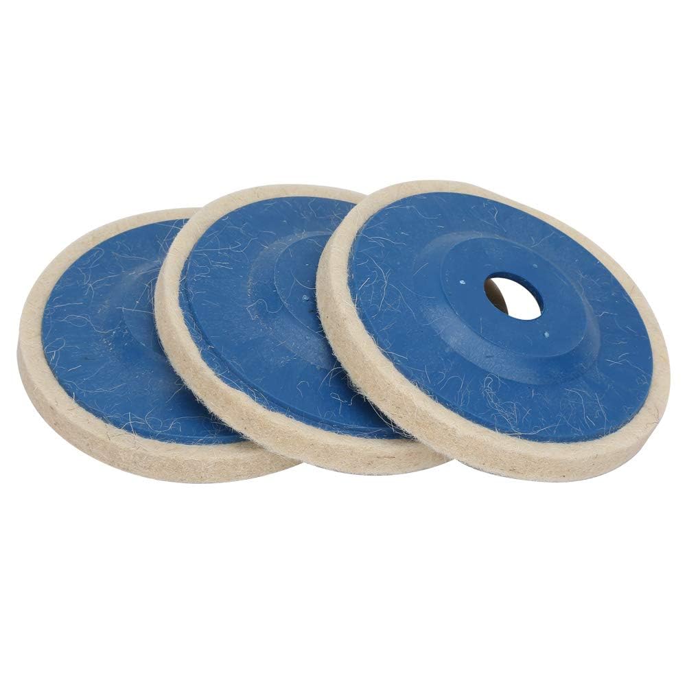 Agatige 3-Pack 4-Inch Wool Felt Polishing Wheel Discs - Premium Buffing Pads for Angle Grinder, Metal & Wood Polishing - Perfect for Automotive Detailing, Jewelry Making & DIY Crafts