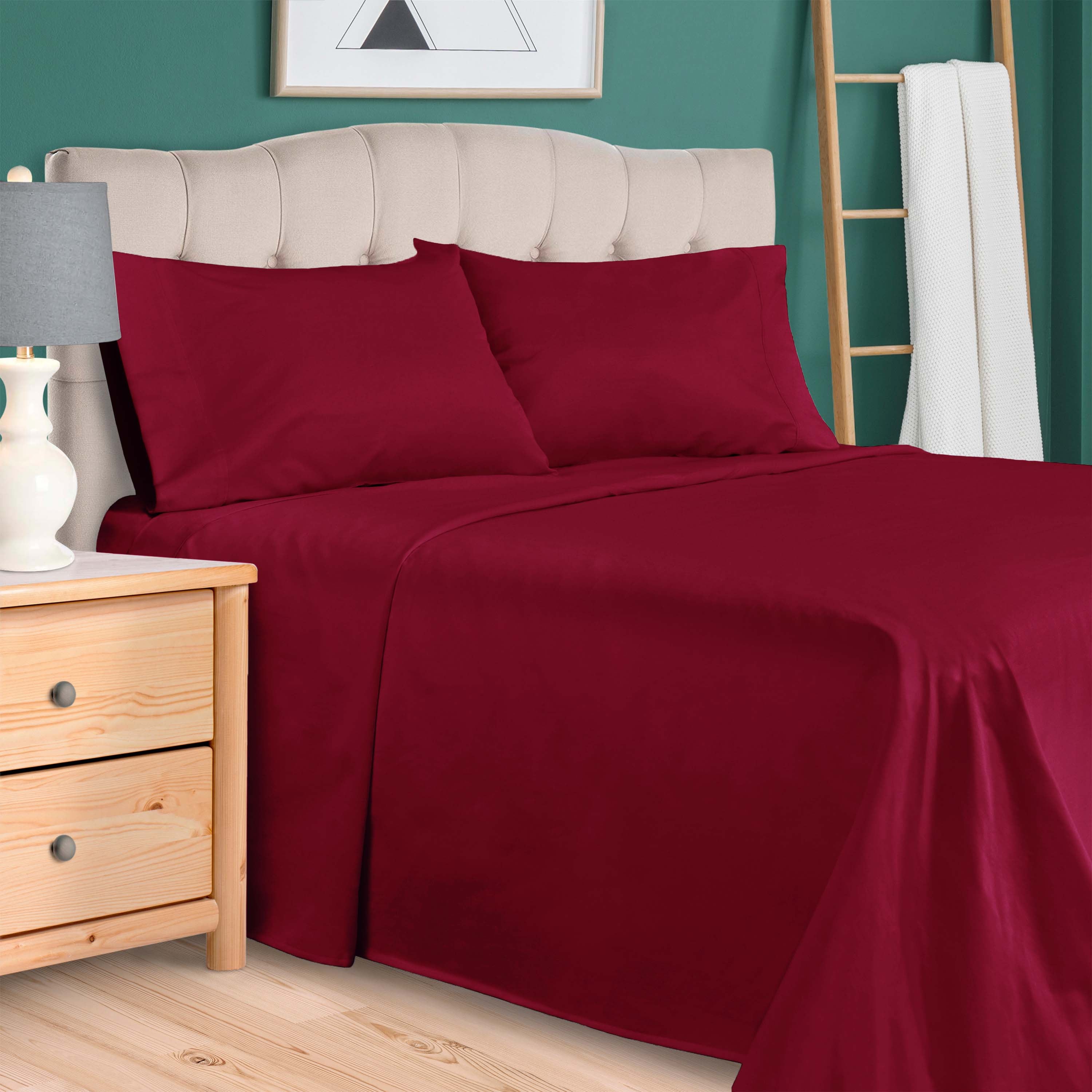 Premium 100% Egyptian Cotton 300 Thread Count Bed Sheet Set - Queen Size, 4-Piece (Flat Sheet, Fitted Sheet, 2 Pillowcases) - Soft, Breathable & Wrinkle-Resistant for Ultimate Comfort - Perfect for Luxury Hotels, Master Bedrooms & Guest Rooms