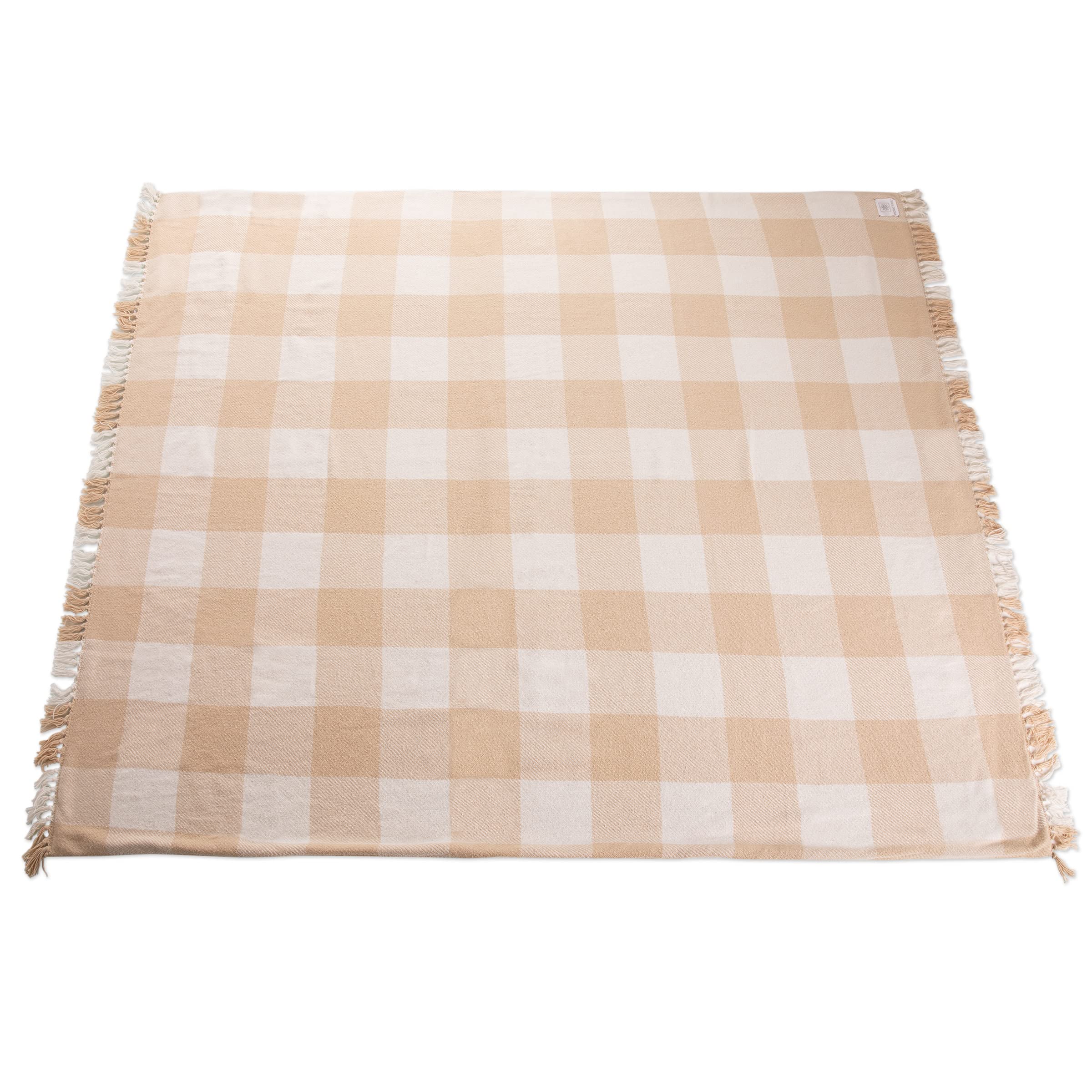 Montecito Picnic Blanket - Waterproof Outdoor Beach Blanket with Carry Harness - Portable & Durable for Picnics, Camping, Parks, Concerts (White & Taupe Windowpane, One Size)