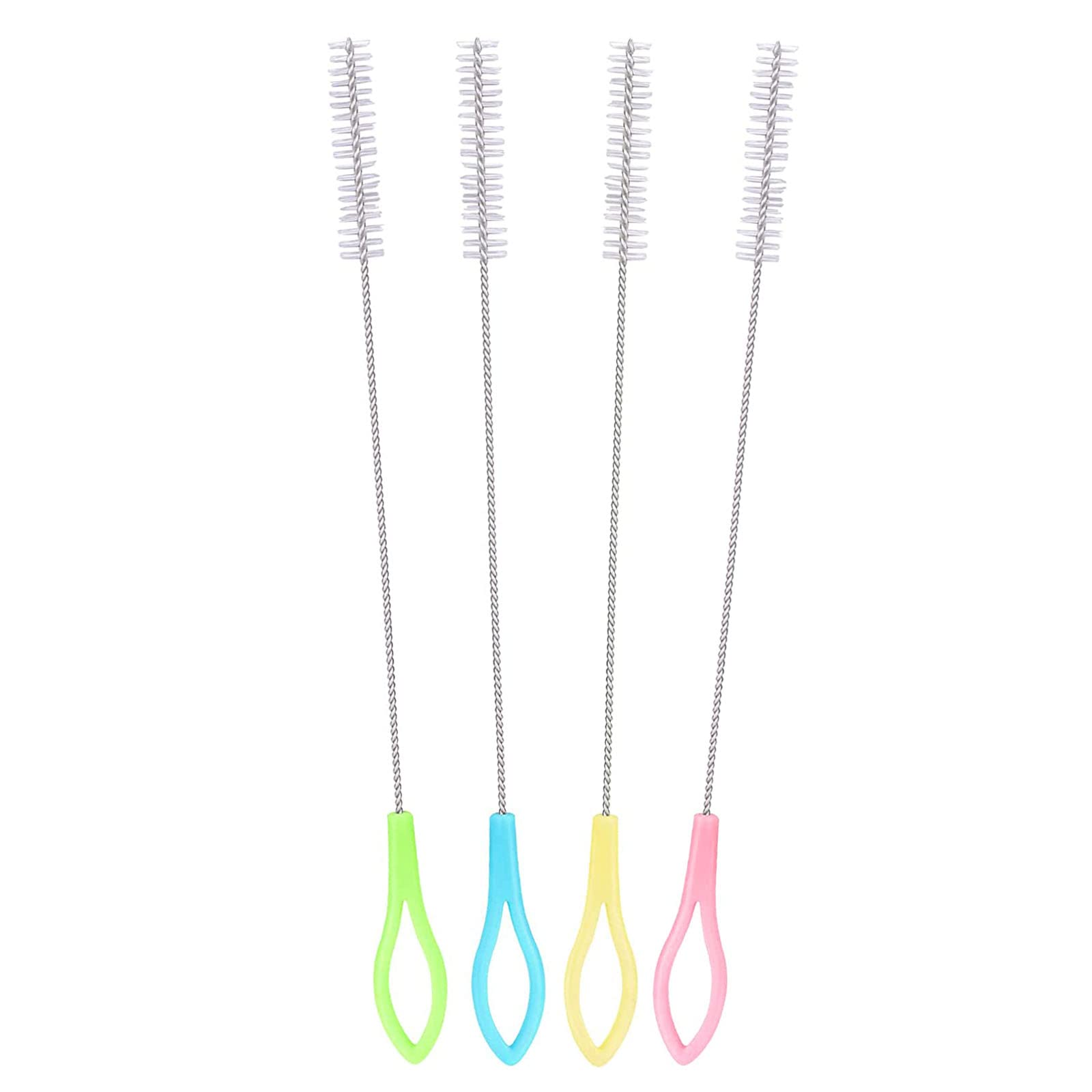 **Reusable Straw Cleaning Brush Set - 4 Pack Nylon Bottle Brushes for Baby Bottles, Water Cups, Test Tubes & Drink Straws | Perfect for Home, Travel & Kitchen Use**