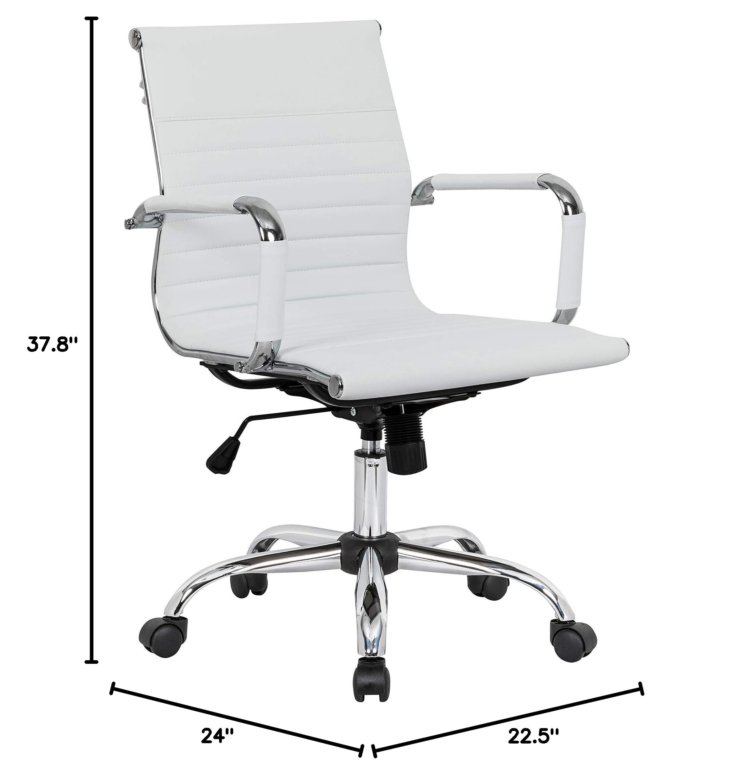 LeisureMod Harris Office Chair - Ergonomic Executive Desk Chair with Adjustable Height & Lumbar Support - White - Perfect for Home Office, Gaming & Workspace