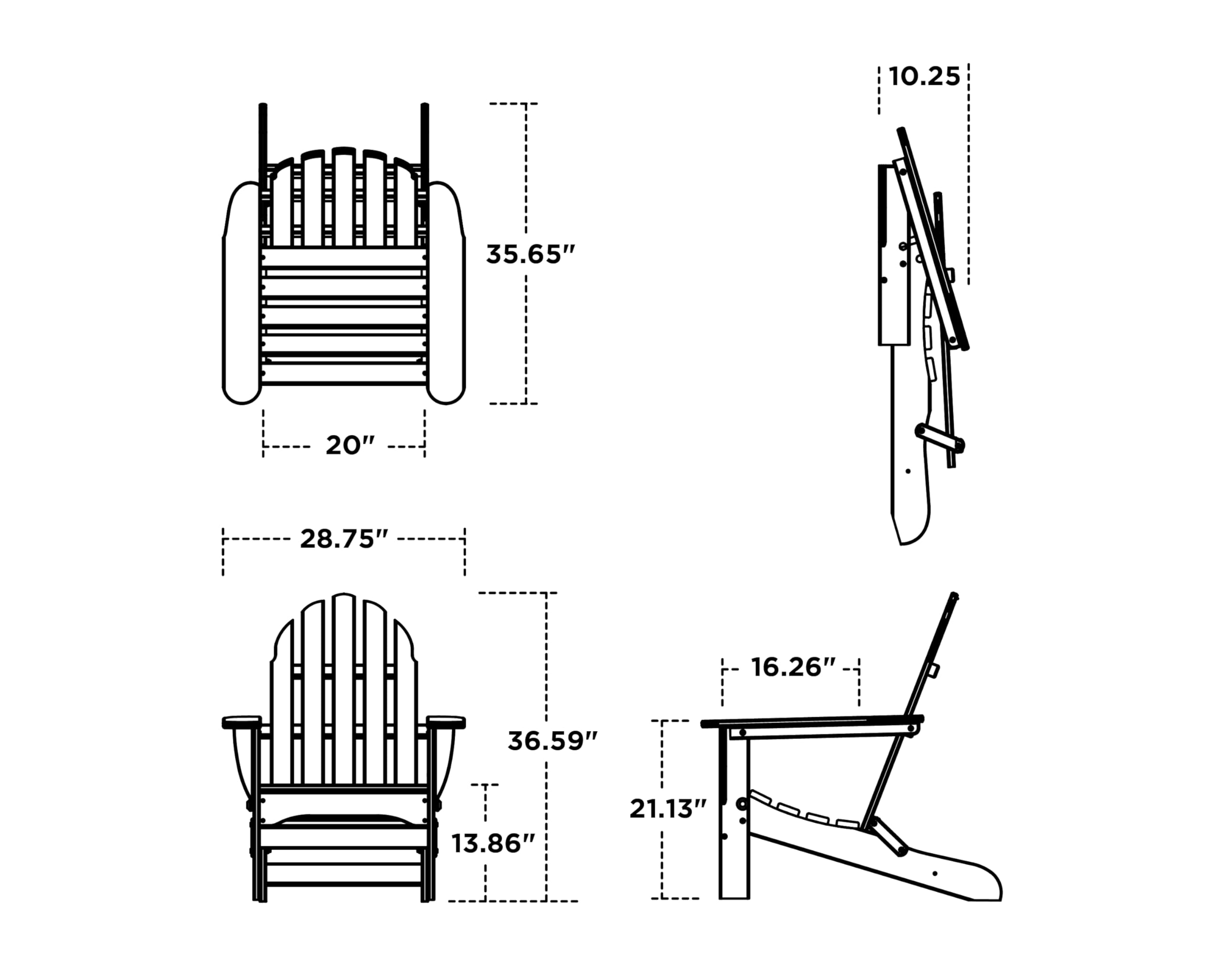 POLYWOOD AD5030AR Classic Folding Adirondack Chair - 35