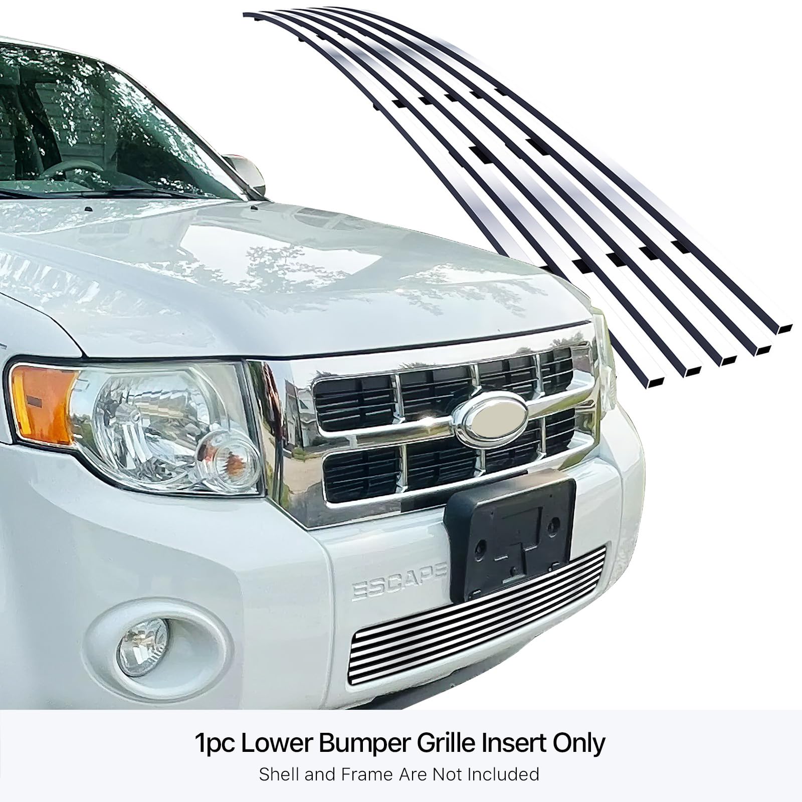 APS Compatible with Ford Escape 2008-2012 Lower Bumper Stainless Steel Chrome Billet Front Grill Insert F65784A - Upgrade Your Ride with Durable Style for Off-Road & City Driving