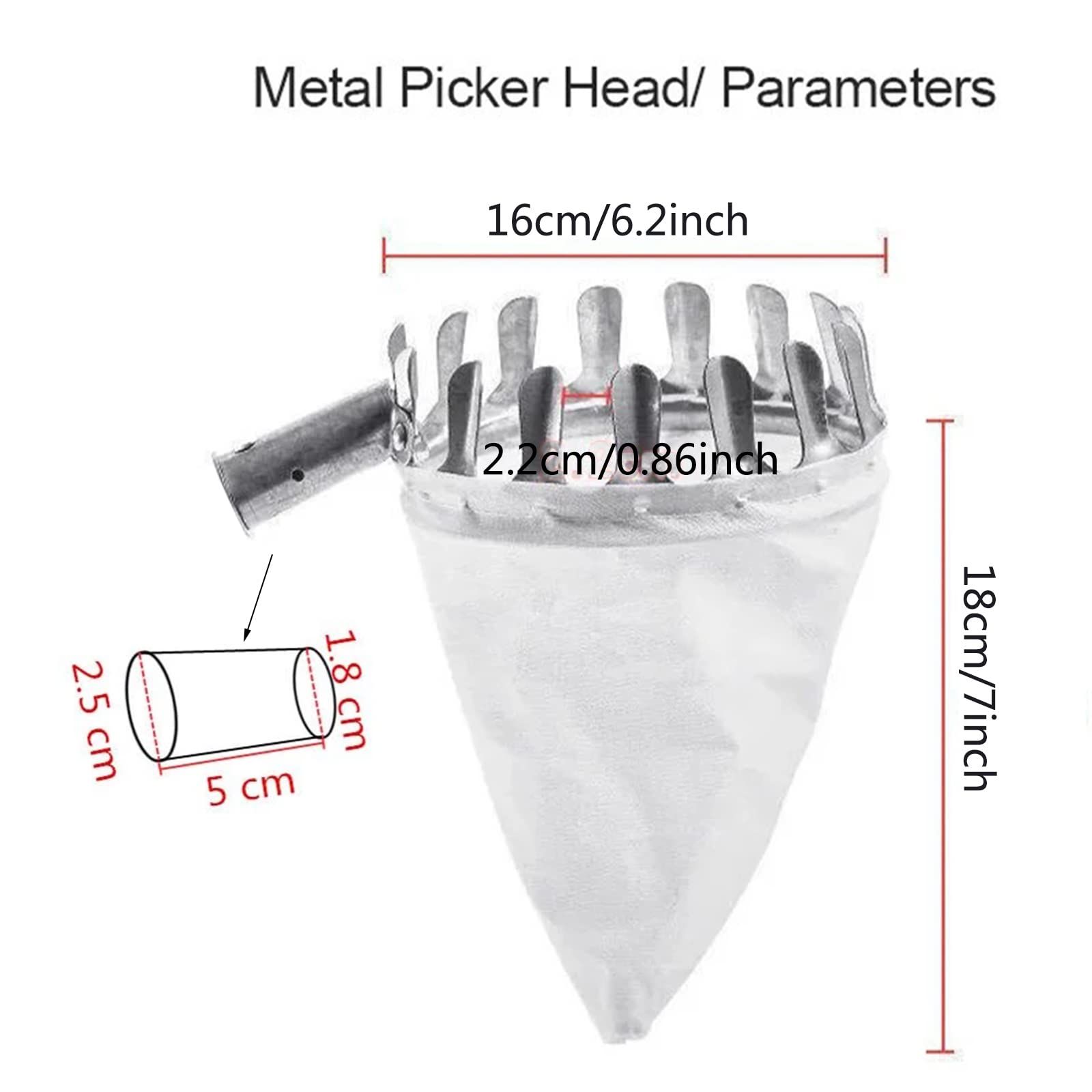 16cm Fruit Picker Head - Harvesting Tool for Apples, Pears, Oranges & Plums - Lightweight Fruit Collector with Soft Pads - Perfect for Home Orchards, Backyard Harvesting & Farm Use