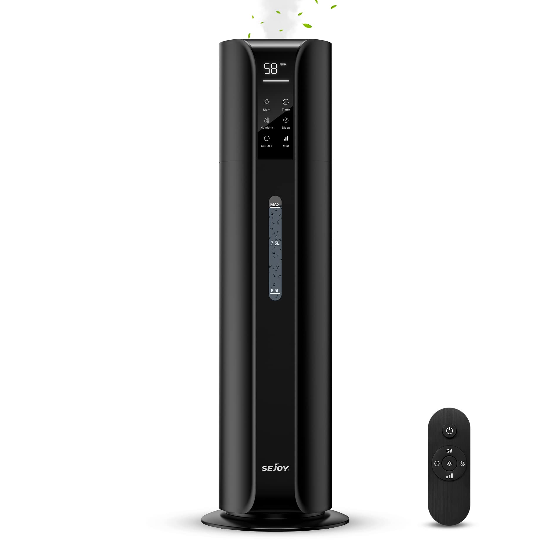 9L/2.4Gal Cool Mist Humidifier with Essential Oil Diffuser & Remote Control - Top Fill 360° Nozzle for Large Bedrooms, Baby Nurseries, Offices & Plants (Black) | Quiet Ultrasonic Air Moisturizer for Dry Skin, Allergies & Better Sleep