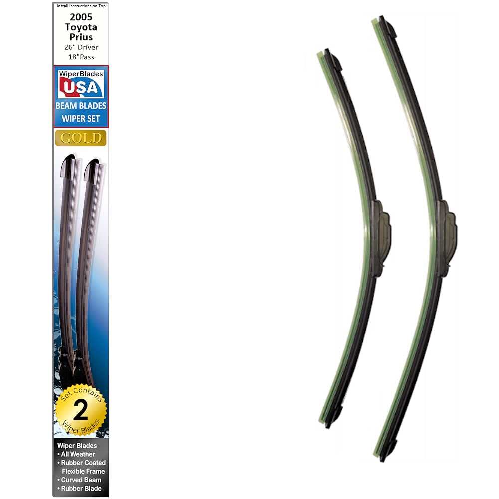 2005 Toyota Prius Wiper Blades Replacement Set - Beam Blade Wipers by WiperBladesUSA Gold - All-Weather Windshield Wipers for Rain, Snow & Highway Driving