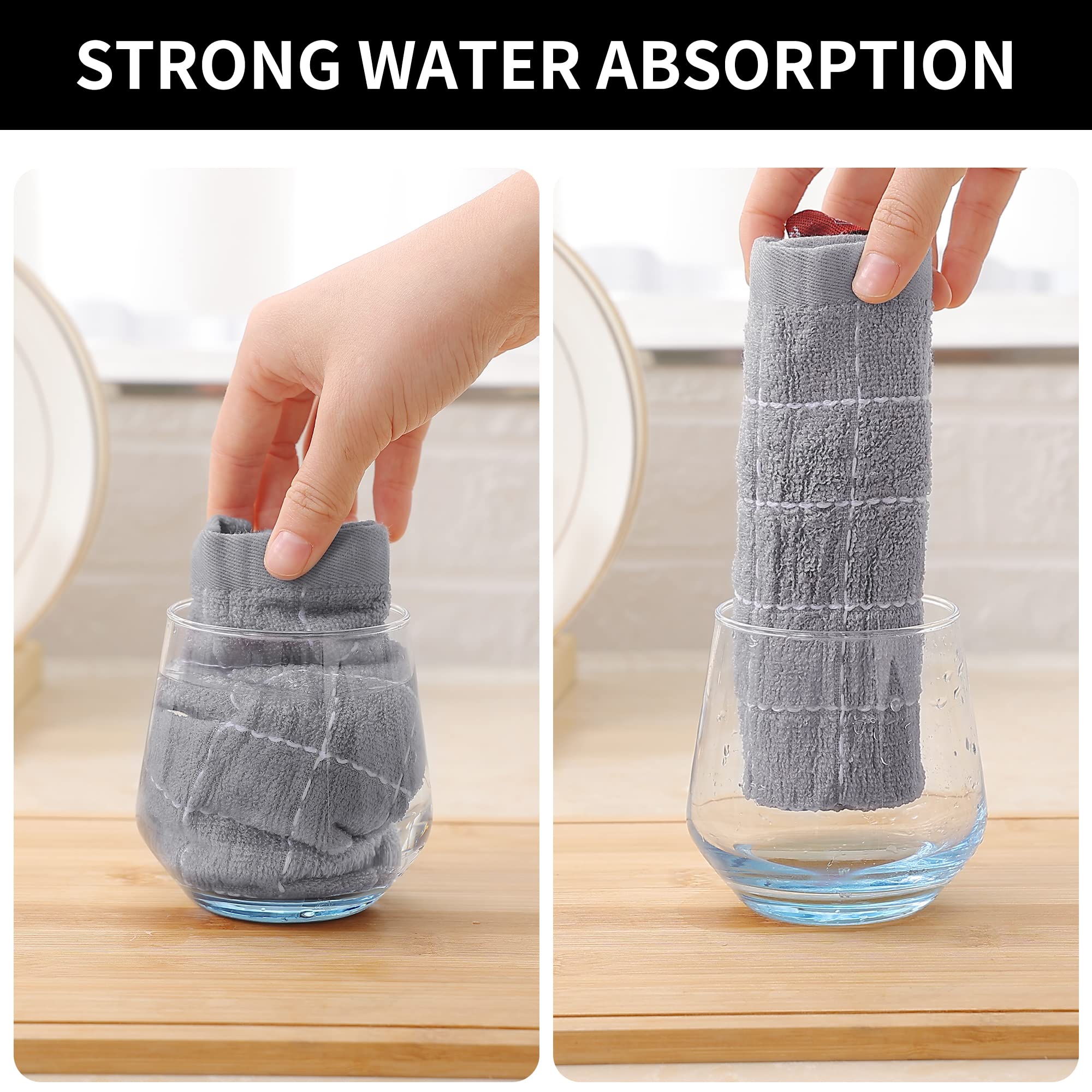 Homaxy 100% Cotton Terry Dish Cloths - Ultra Soft Absorbent Kitchen Towels (6 Pack, 12x12