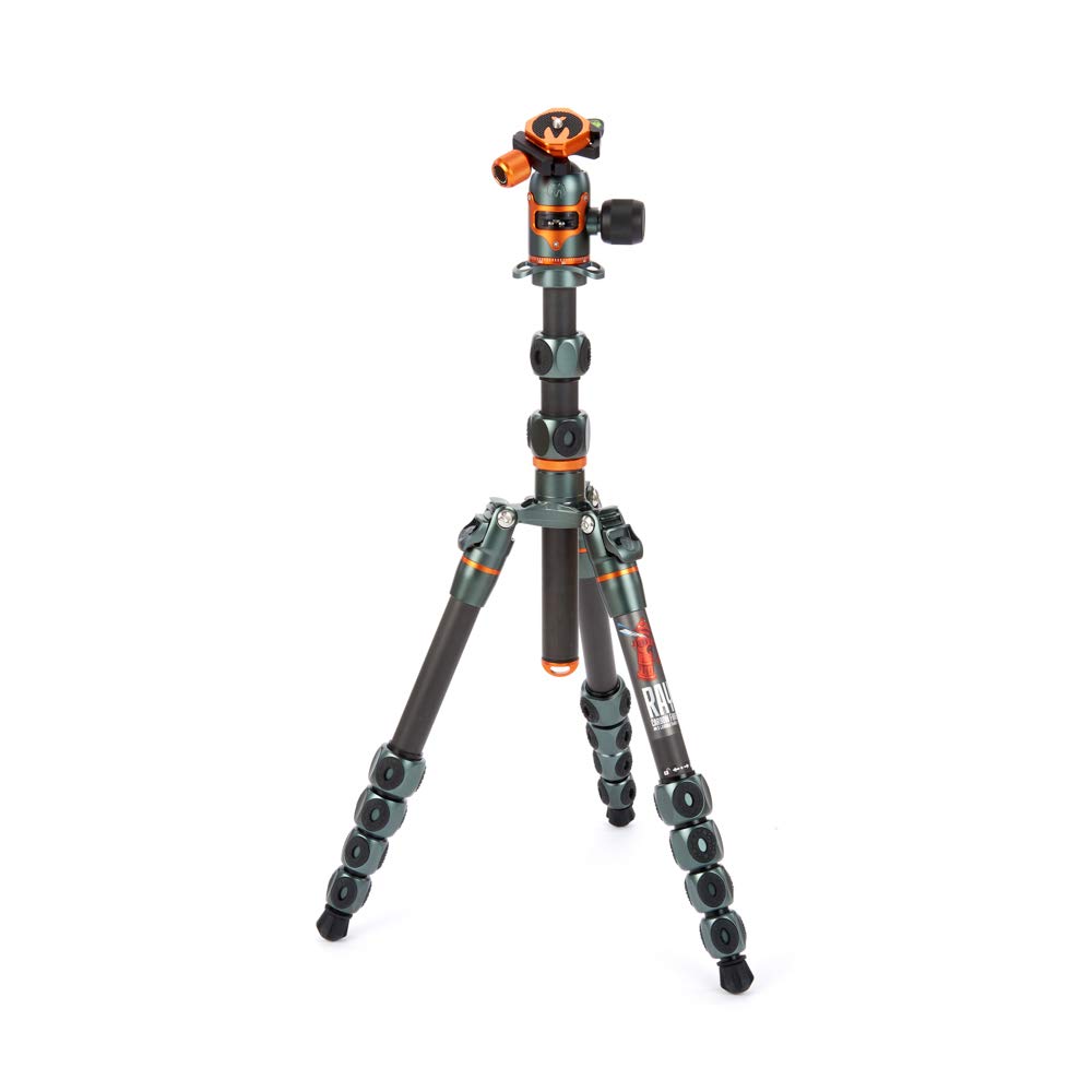3 Legged Thing Legends Ray Kit Carbon Fiber Tripod – Lightweight Travel Tripod with 3 Detachable Legs & Multiple Mounting Points | Adjustable Camera Stand for Photography, Vlogging & Outdoor Adventures (RAYKITGREY)