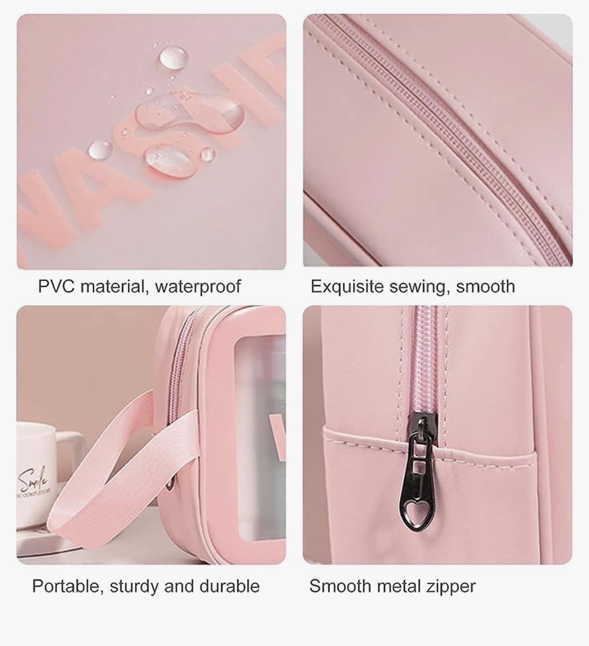 SAKSHI Creations 3-Piece Pink Cosmetic Pouch Set - Waterproof Makeup Bag for Travel, Toiletry Organizer for Brushes & Beauty Accessories - Perfect for Home, Gym & Vacation Use