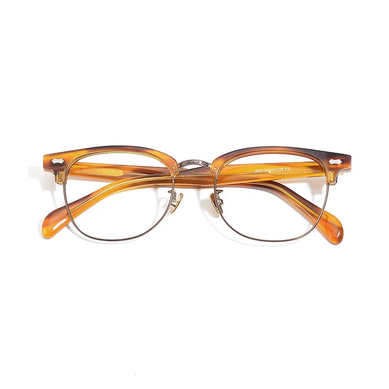 Stylish Unisex Black Titanium Acetate Square Eyeglasses Frame 49010 - Perfect for Work, Reading & Fashion Accessories