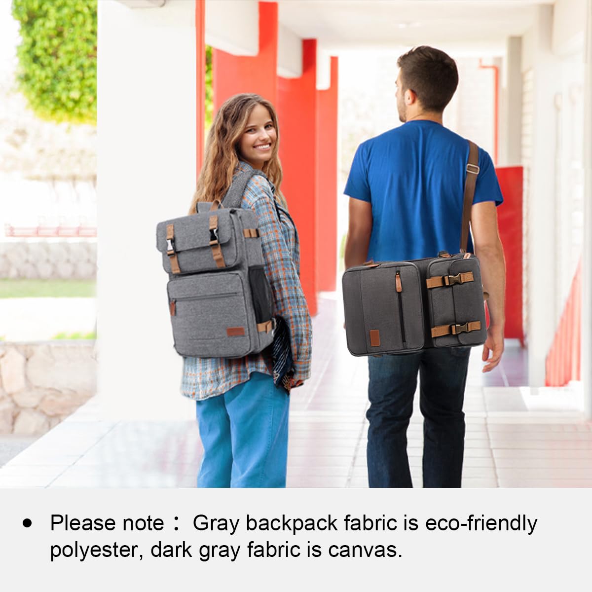 MOLNIA 3 in 1 Laptop Bag for Men & Women, 15.6 Inch Office Work Backpack, Business Briefcase & Messenger Shoulder Bag, Gray - Ideal for Commuting, Travel, and Professional Meetings
