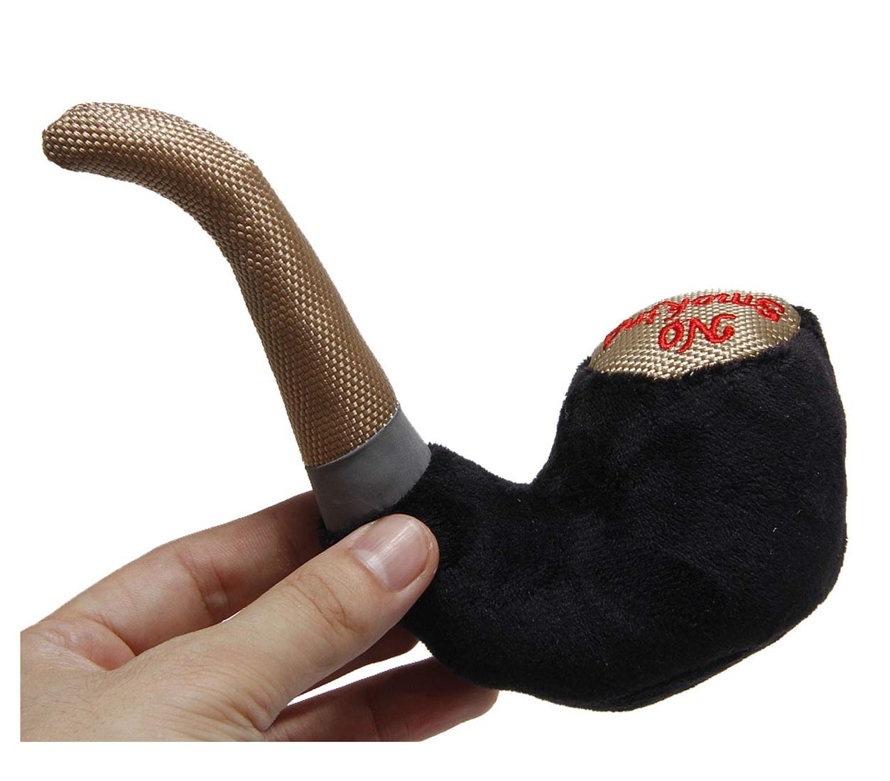 Squeaky Plush Dog Chew Toy for Teeth Cleaning - Interactive Soft Stuffed Dog Toy with Tobacco Pipe Design - Perfect for Playtime, Training & Dental Health