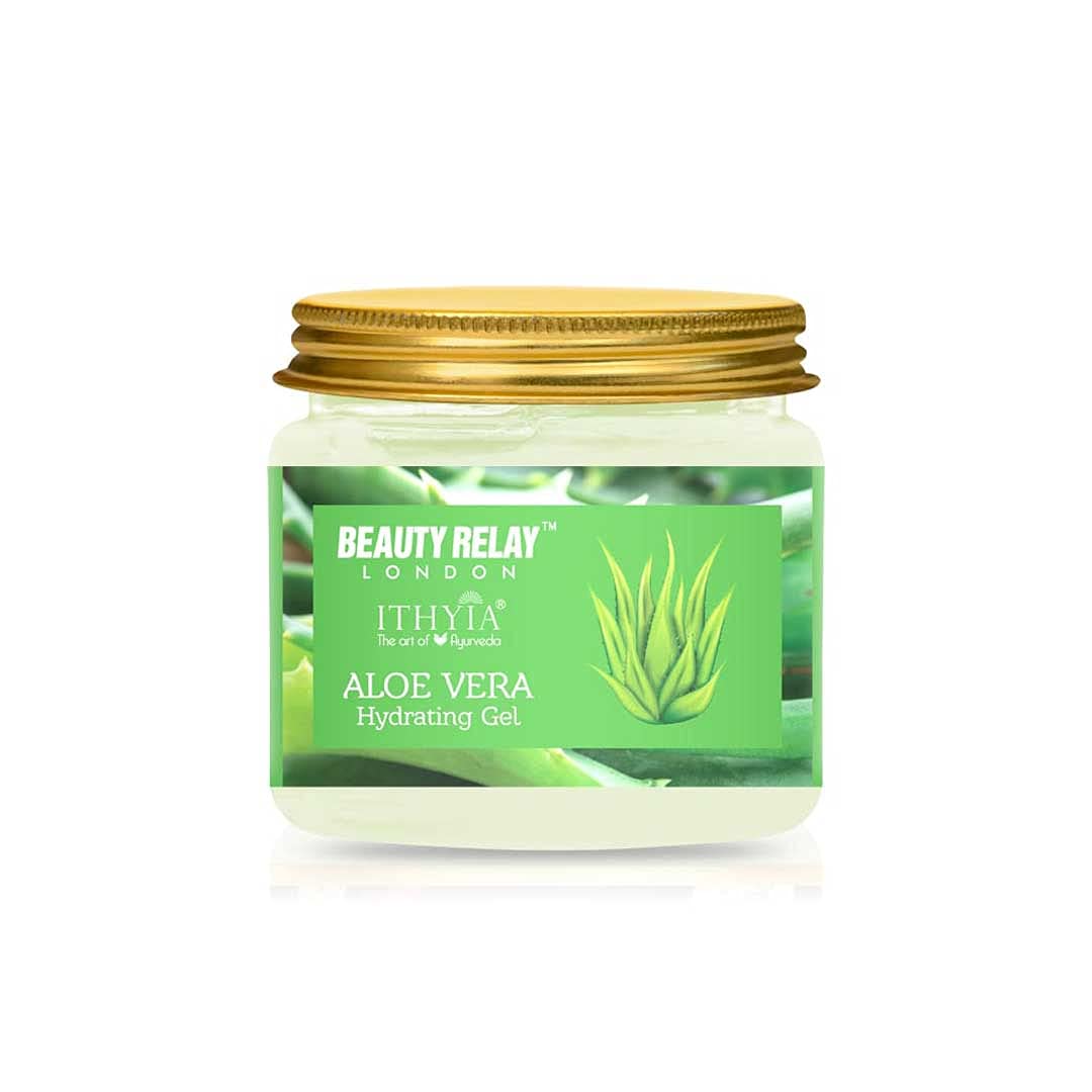 Beauty Relay London Ithyia Pure Aloe Vera Hydrating Multipurpose Gel with Vitamin E - Controls Acne, Sunburn, Sun Tan & Dryness for Men & Women - Perfect for Daily Skincare, After Sun Care & Hydration Therapy