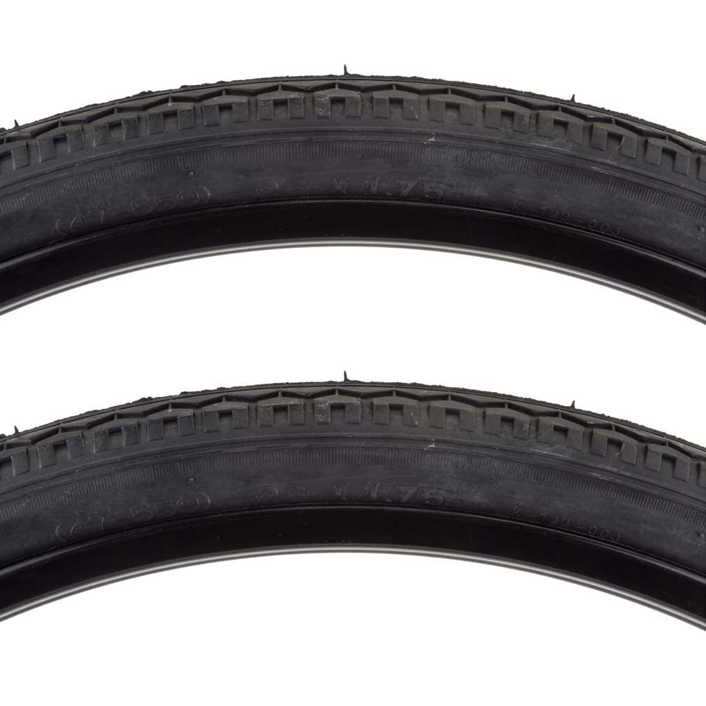 Sunlite K123 Hybrid Bike Tires 26 x 1.75 - Street & MTB Black Tires Pair for Urban Commuting & Trail Riding