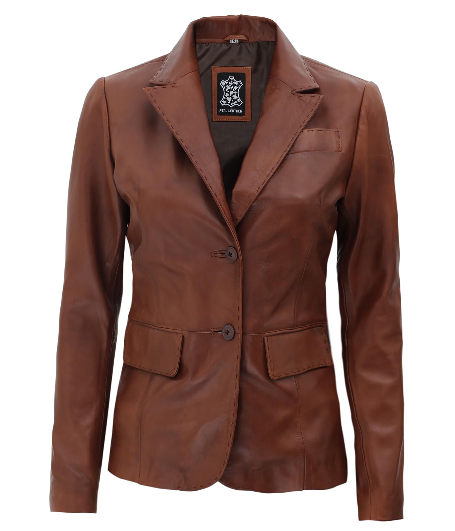 Genuine Lambskin Leather Blazers for Women - Business Casual Blazer Jackets - Premium Women's Workwear for Office & Professional Events